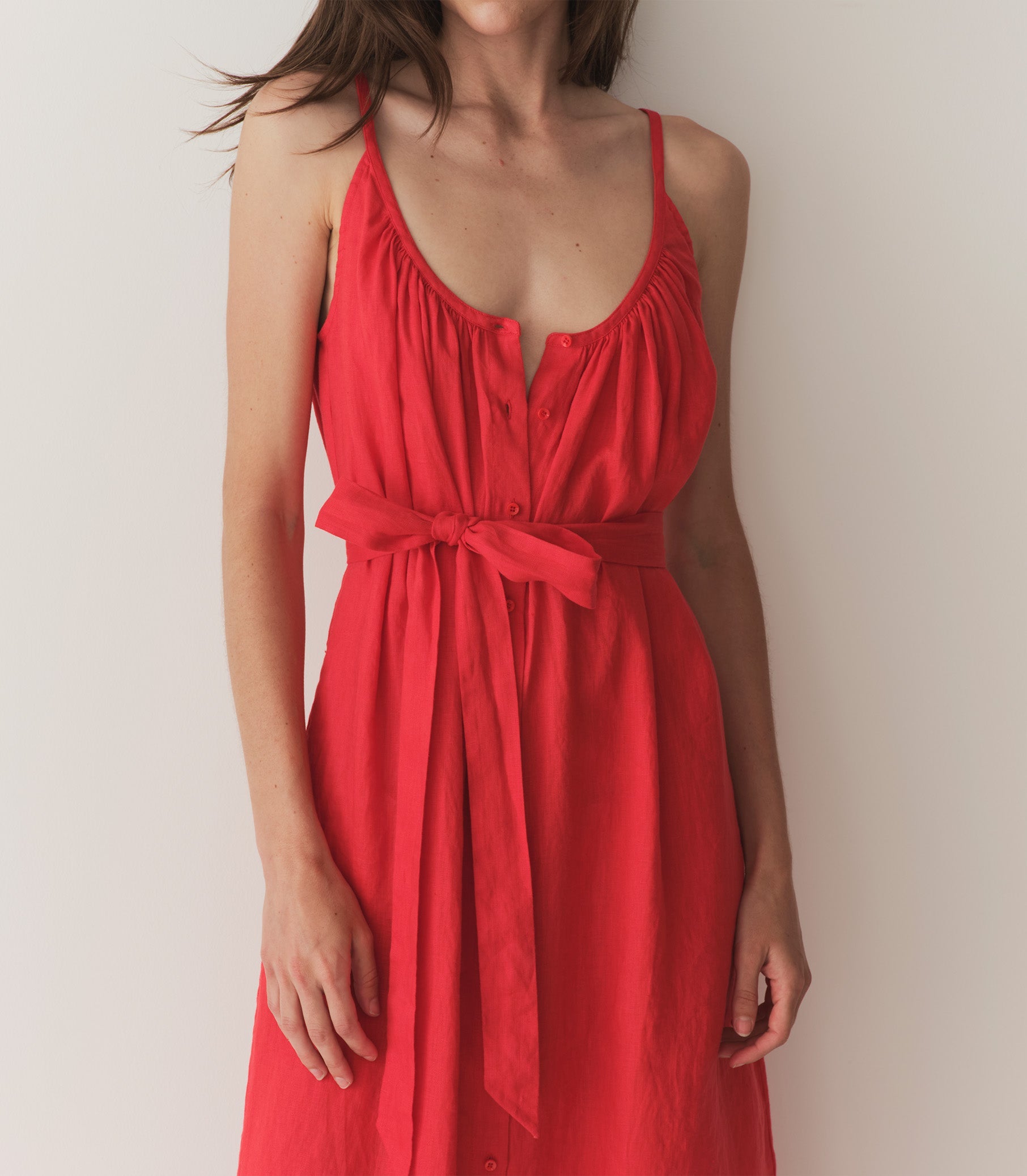 HMD -- NEVITA LINEN DRESS -- SCARLET