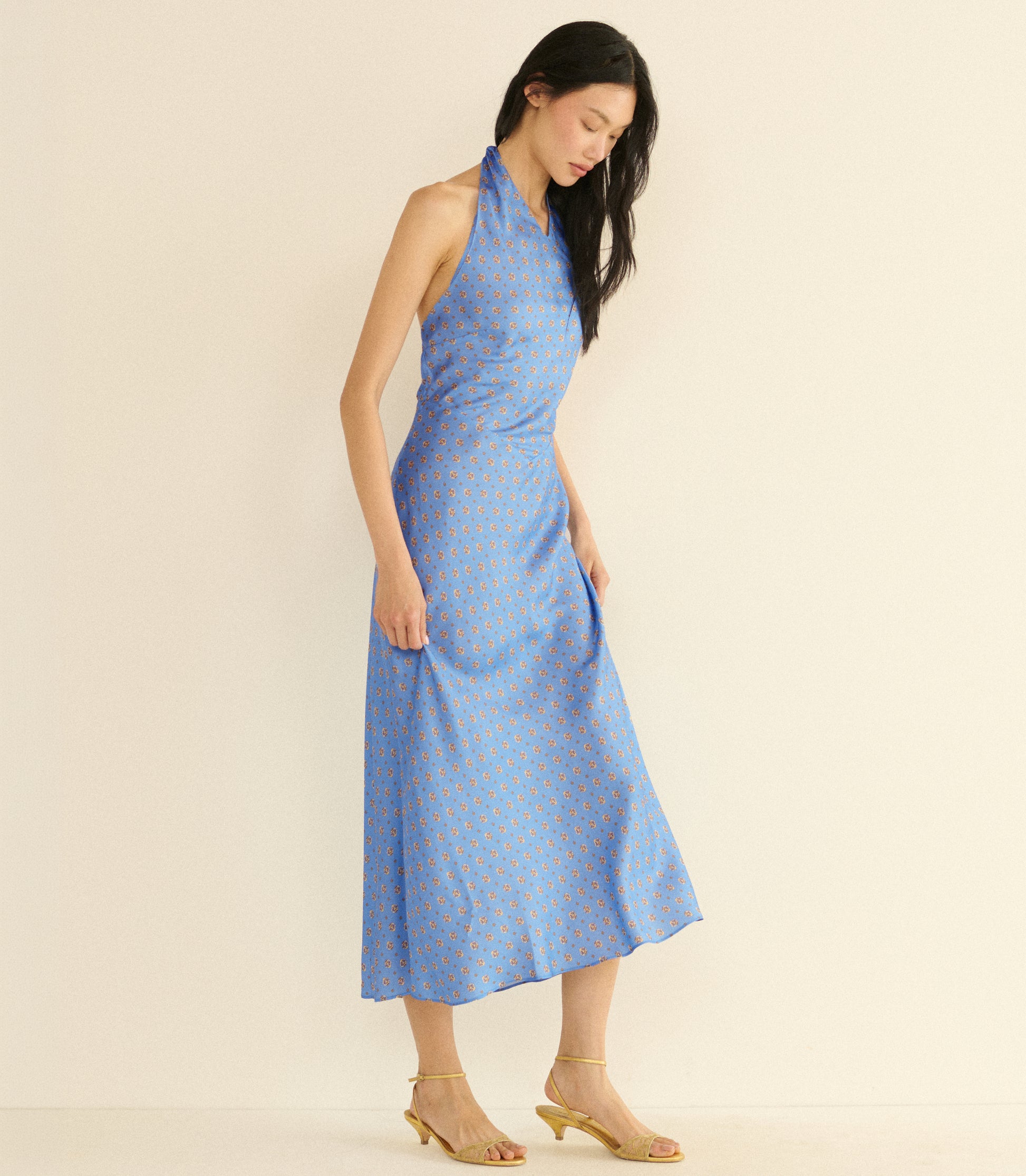 NOEMIE DRESS -- PERIWINKLE CADIZ FOULARD view 4
