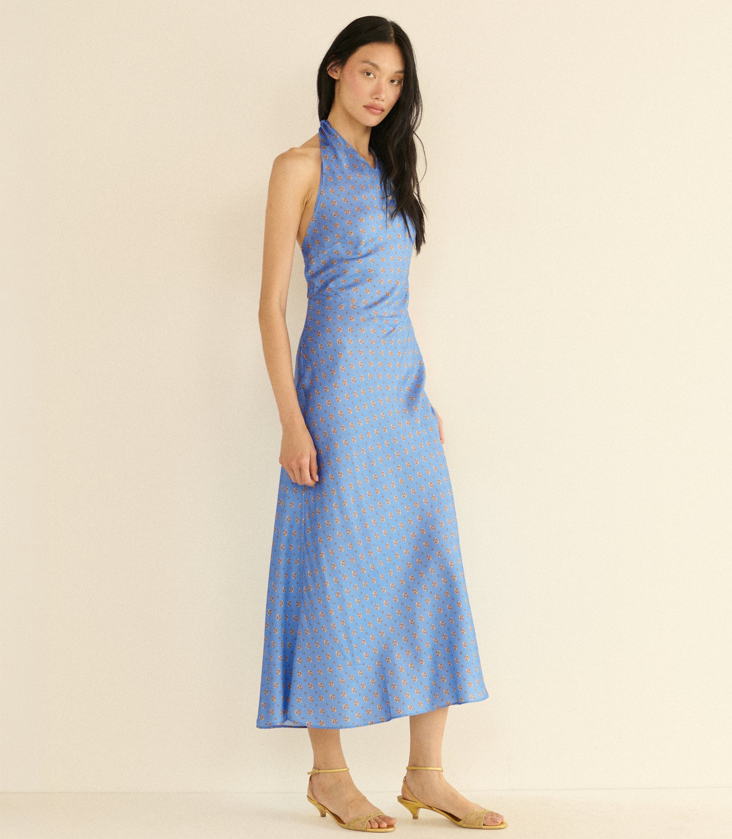 NOEMIE DRESS -- PERIWINKLE CADIZ FOULARD