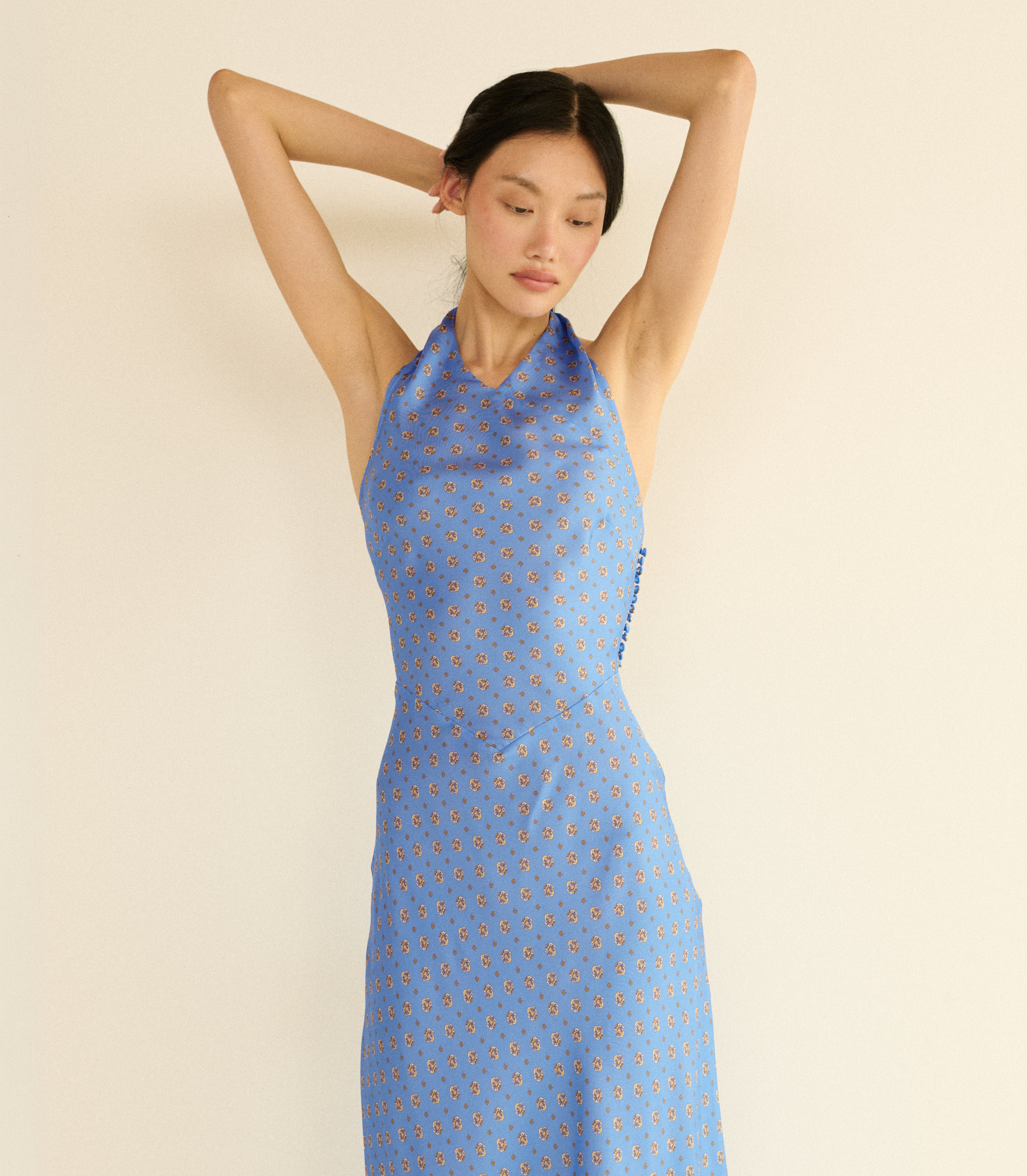 Noemie Dress - Periwinkle Cadiz Foulard | DÔEN