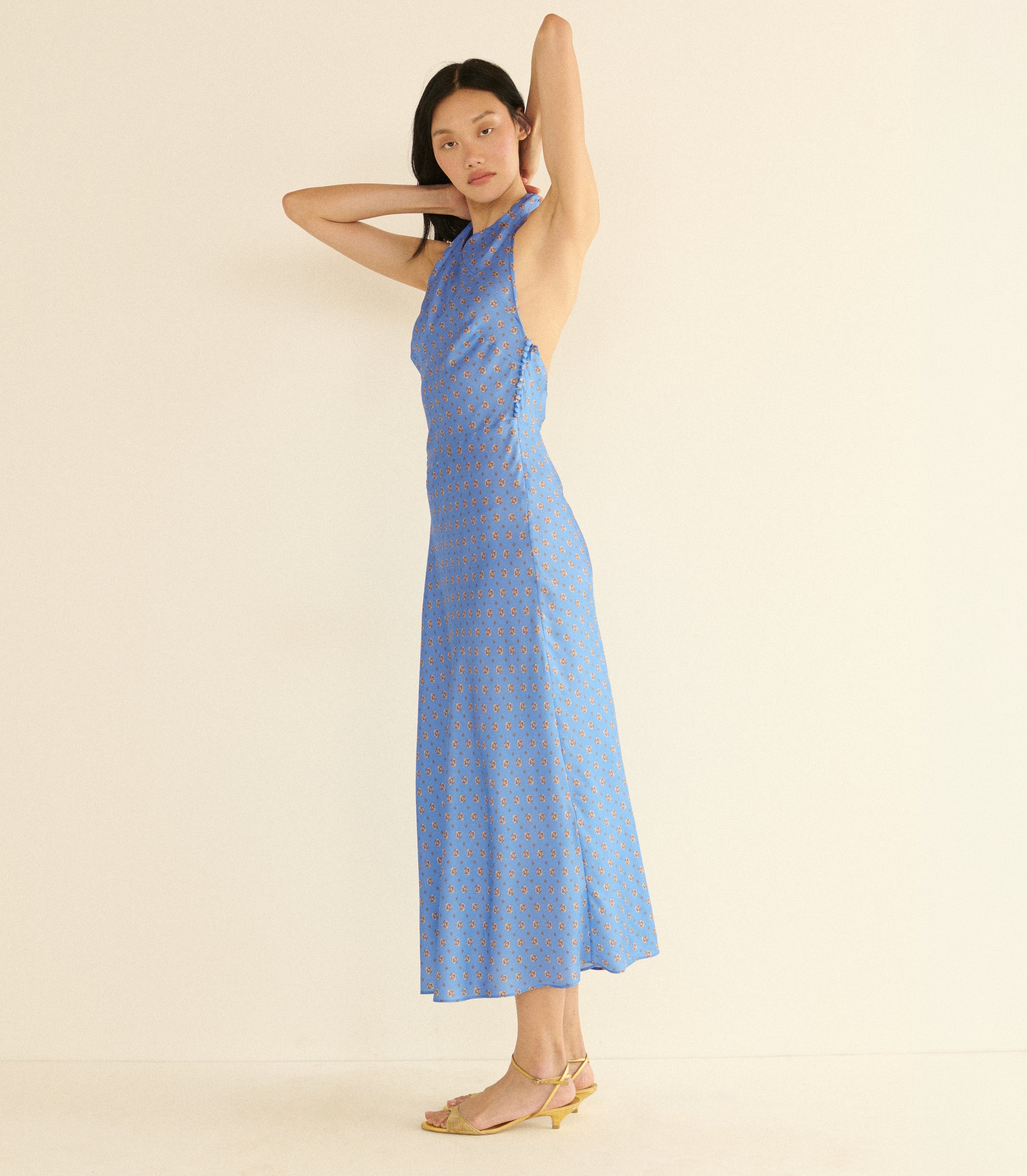 NOEMIE DRESS -- PERIWINKLE CADIZ FOULARD view 5
