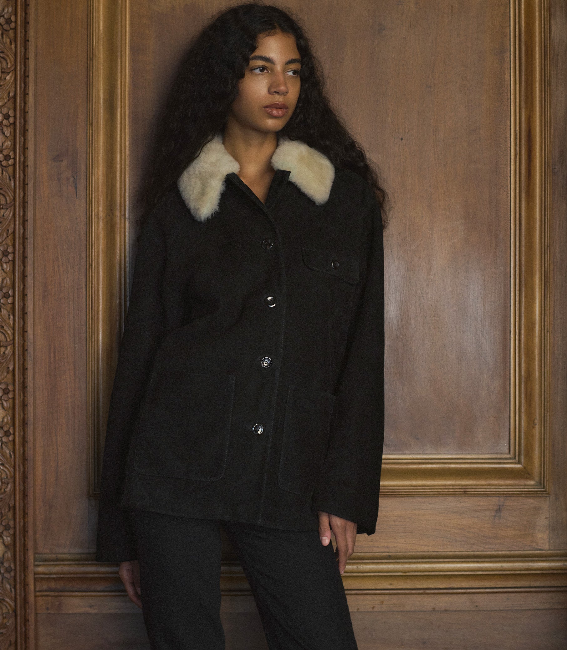 NOLAN SUEDE JACKET -- BLACK view 1