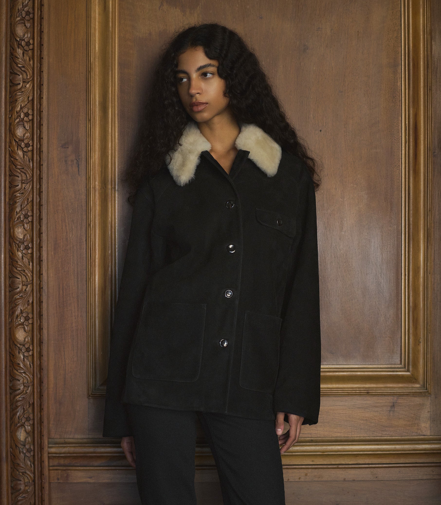 Nolan Suede Jacket - Black | DÔEN