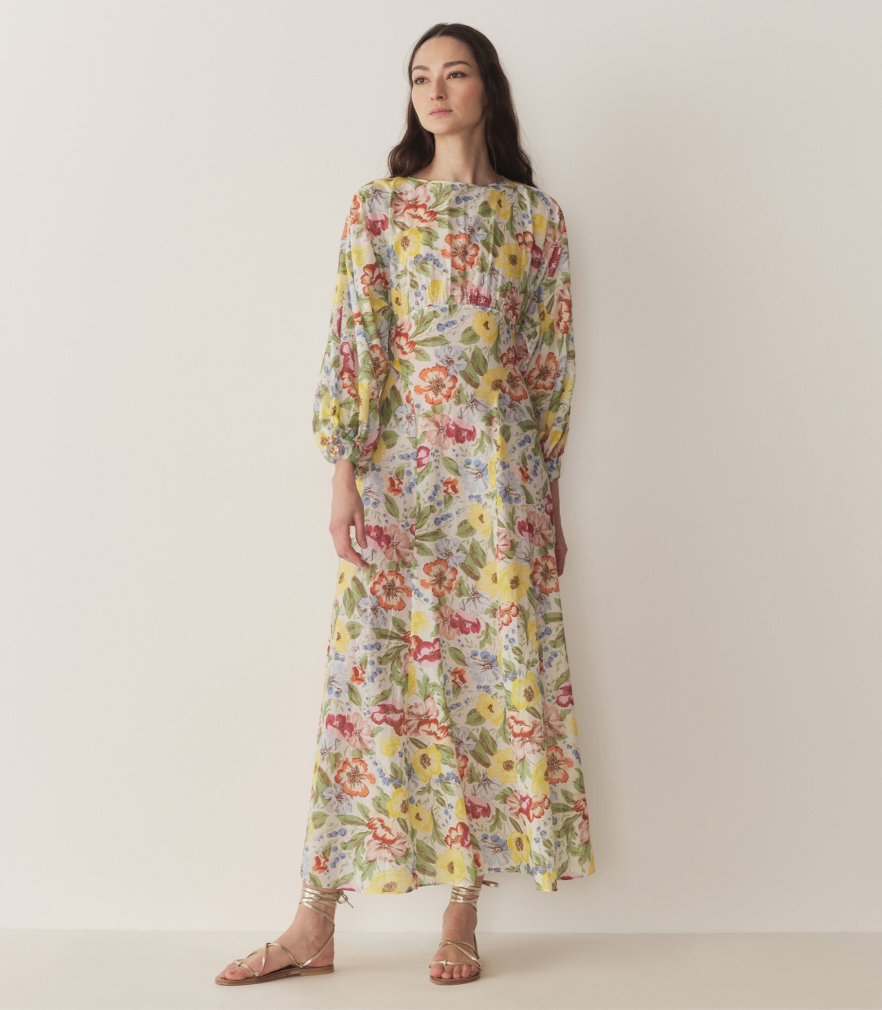 OLIANA DRESS -- BLANC ANEMONE BLOOM view 3