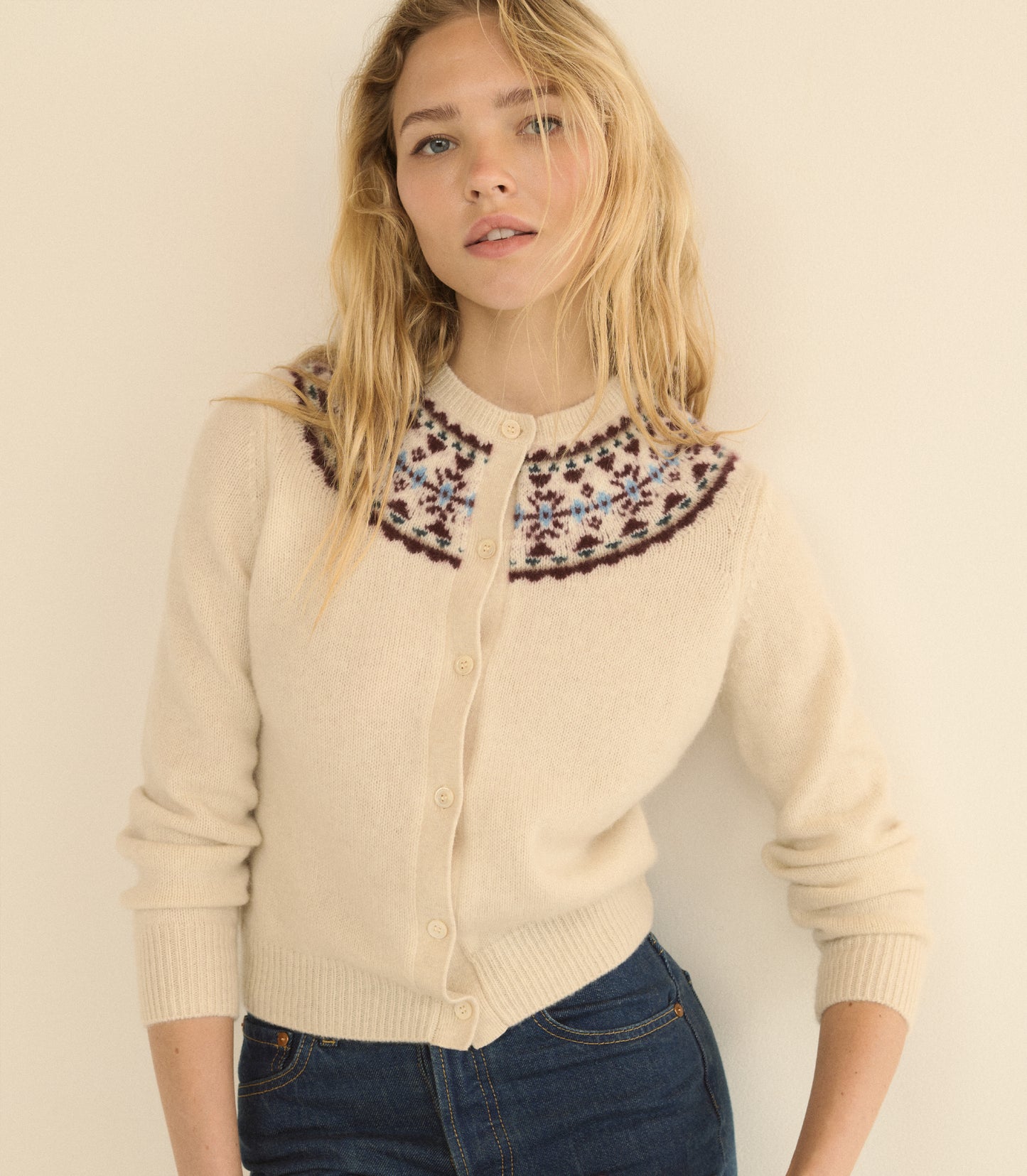 OLYMPE CASHMERE CARDIGAN -- COTTAGE