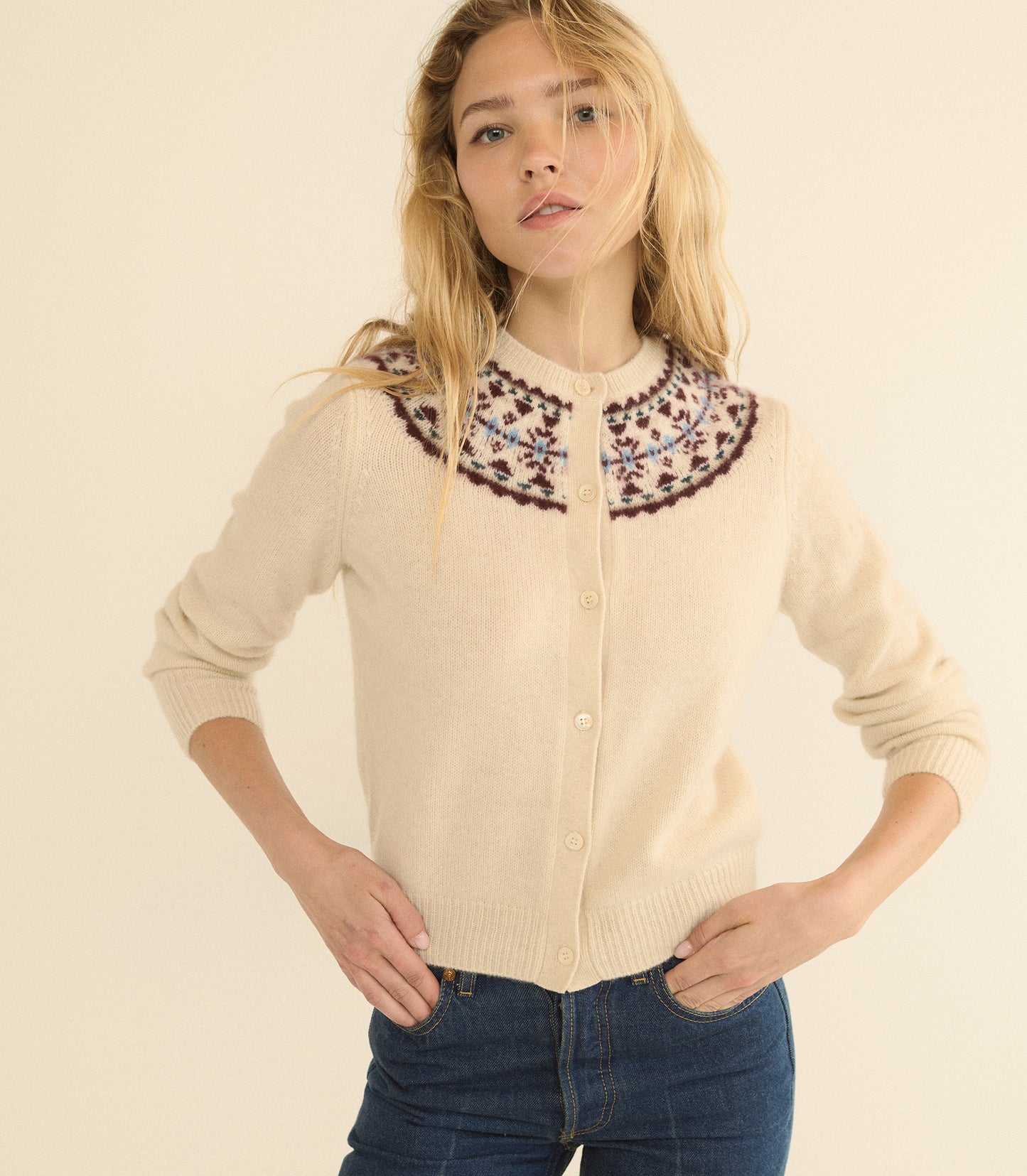 OLYMPE CASHMERE CARDIGAN -- COTTAGE
