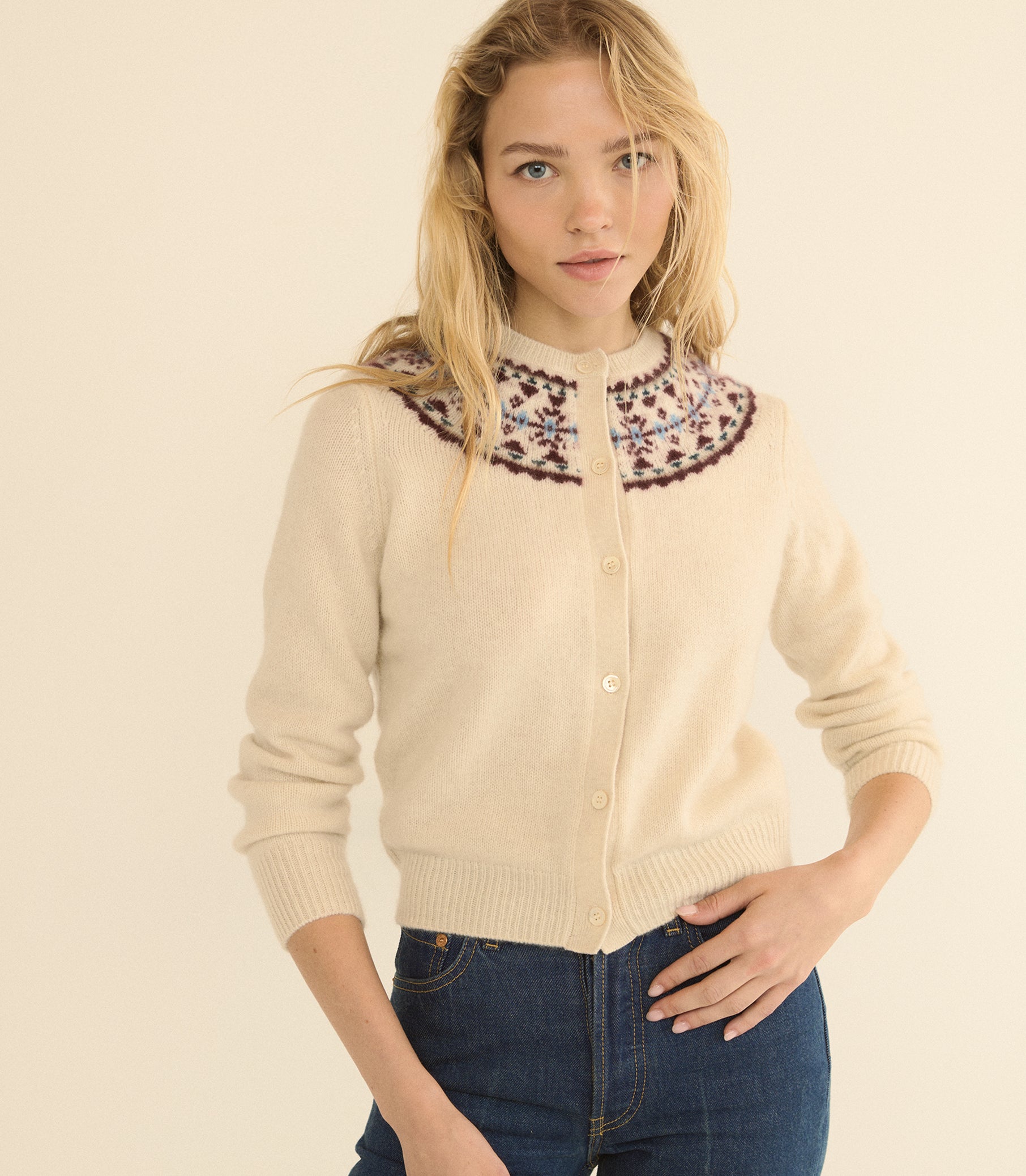 OLYMPE CASHMERE CARDIGAN -- COTTAGE view 5
