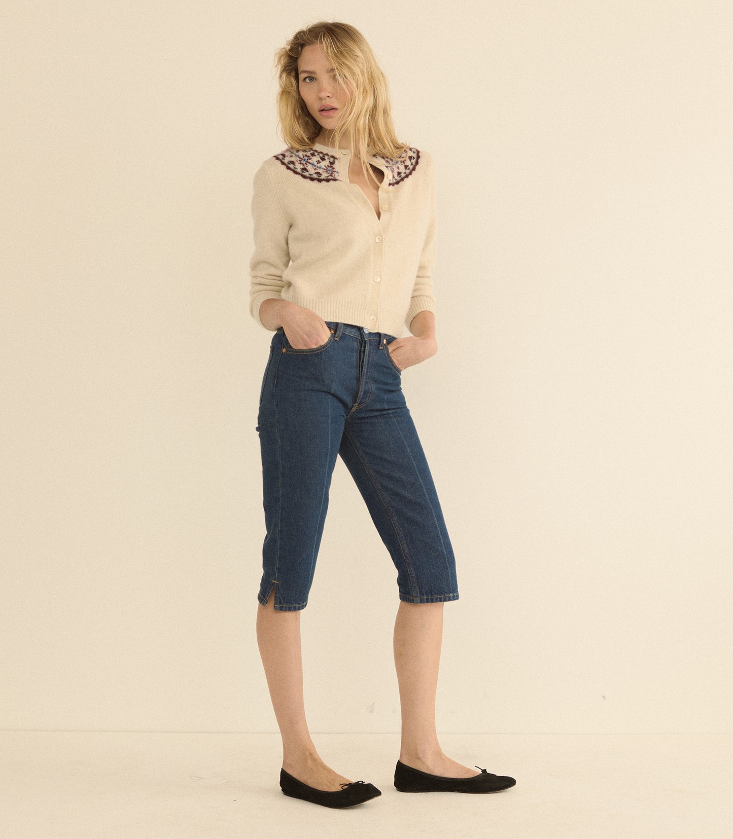 OLYMPE CASHMERE CARDIGAN -- COTTAGE