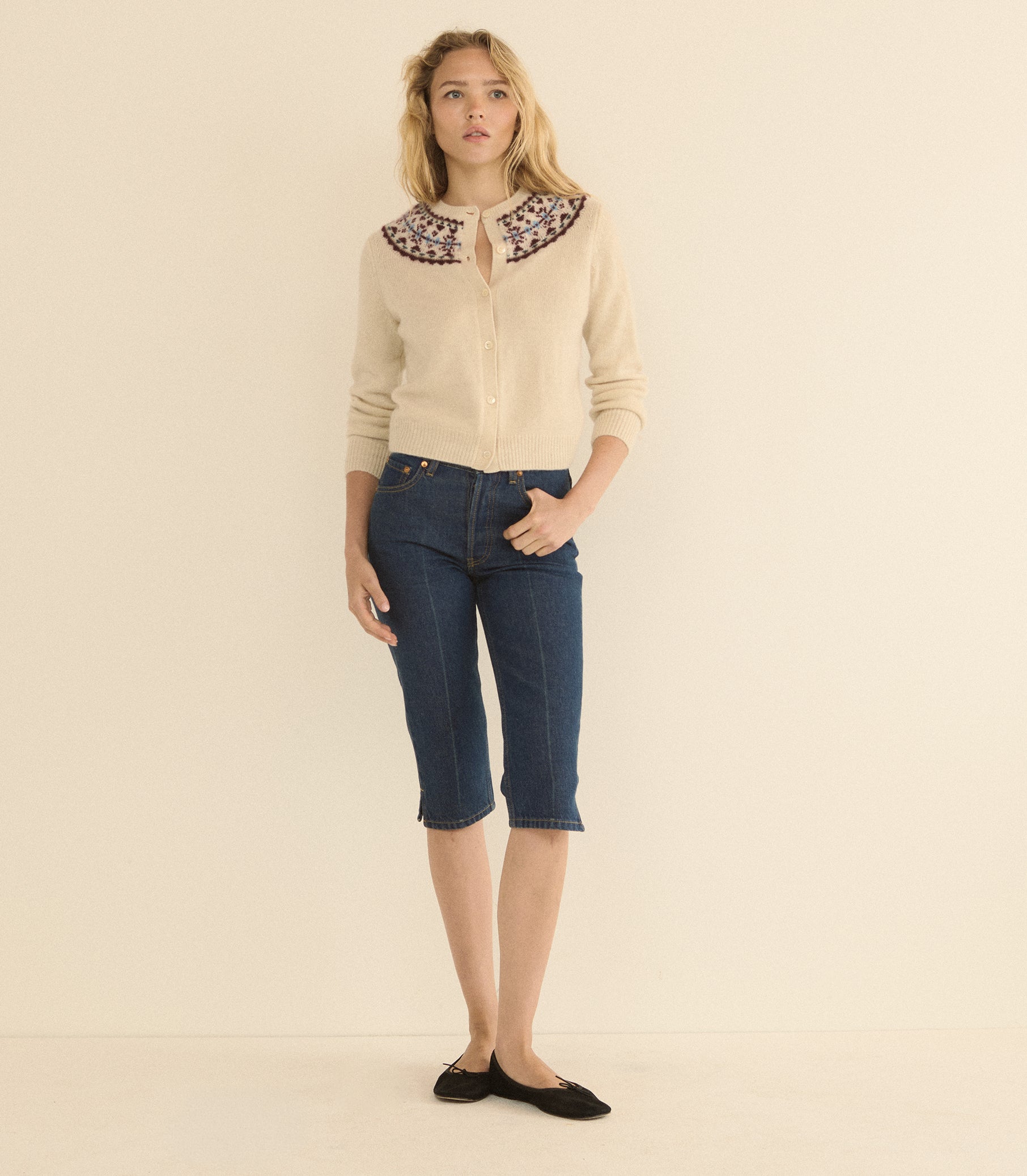 OLYMPE CASHMERE CARDIGAN -- COTTAGE view 1
