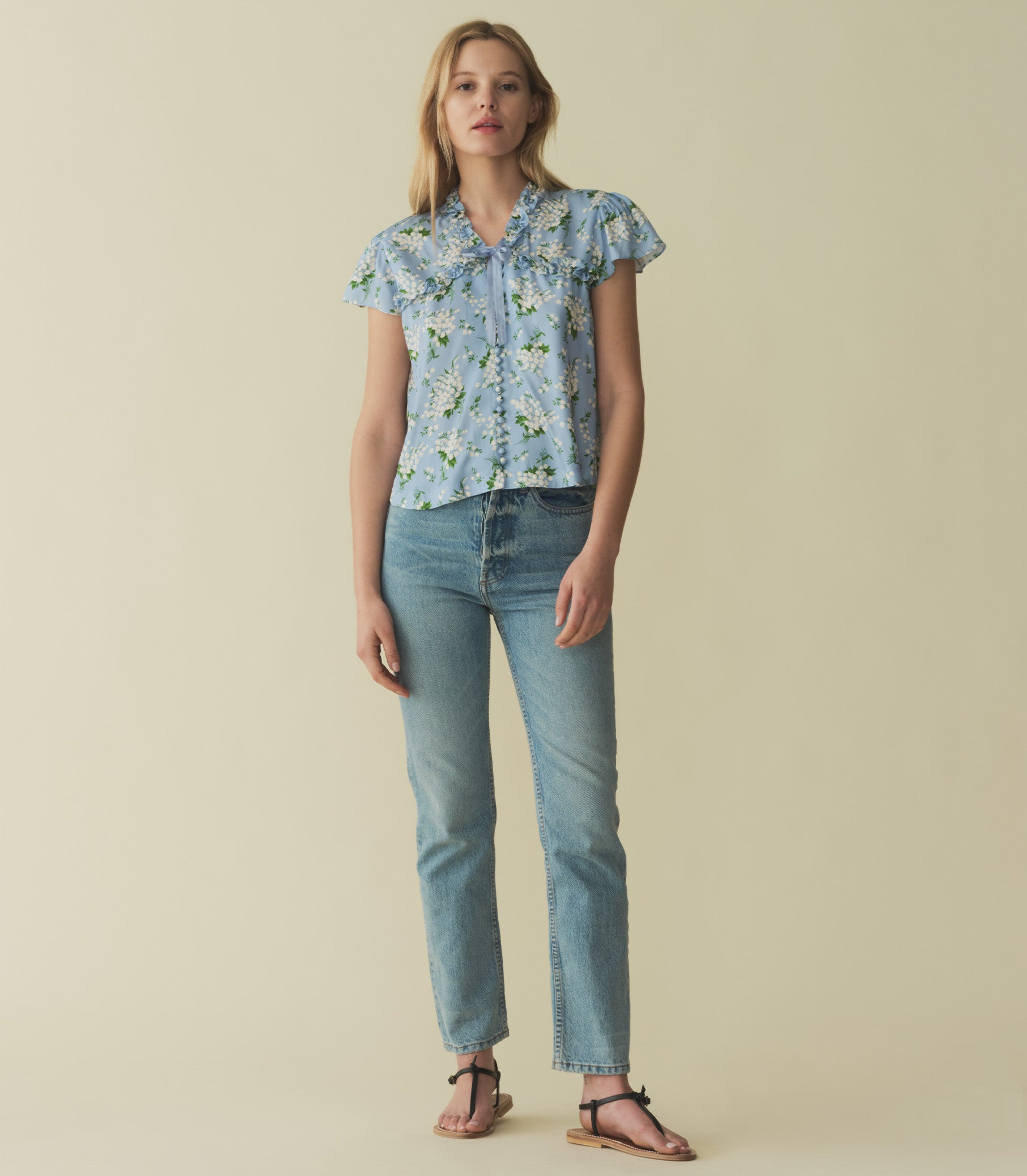 OPALINE TOP -- SKY MAY BELL FLORAL view 4
