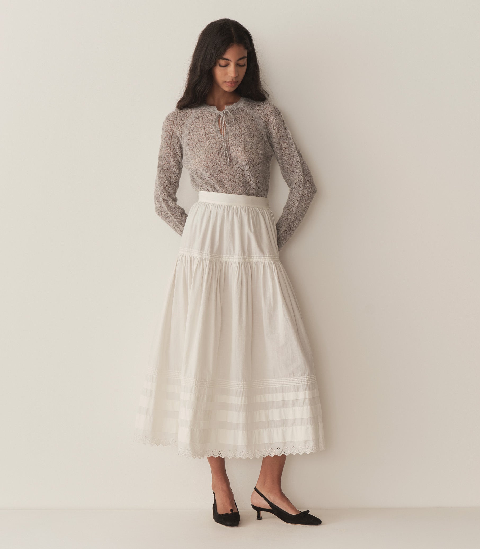 OPHIRA SWEATER -- LIGHT HEATHER GREY view 2