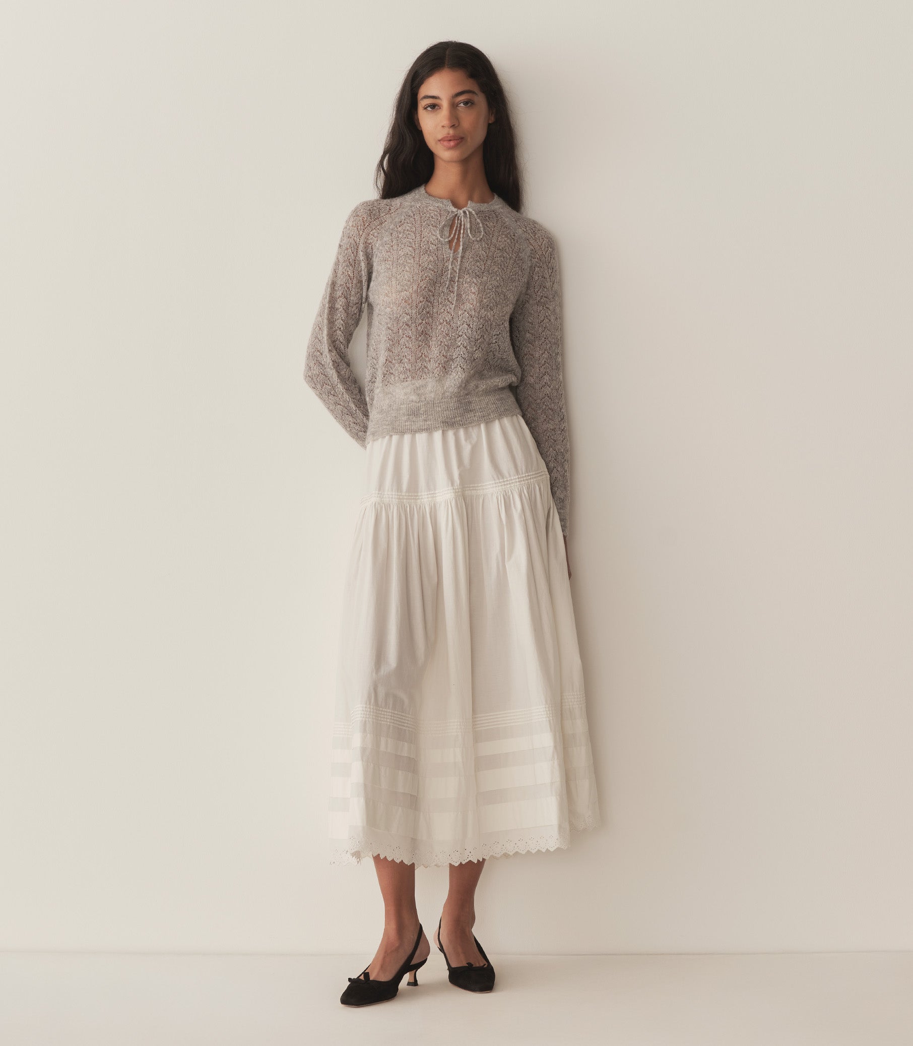 OPHIRA SWEATER -- LIGHT HEATHER GREY view 3