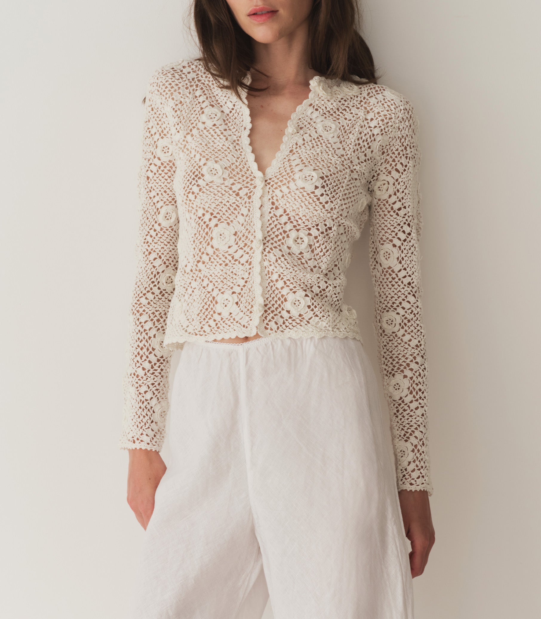 HMD -- OTTOLINE CARDIGAN -- PEARL view 1
