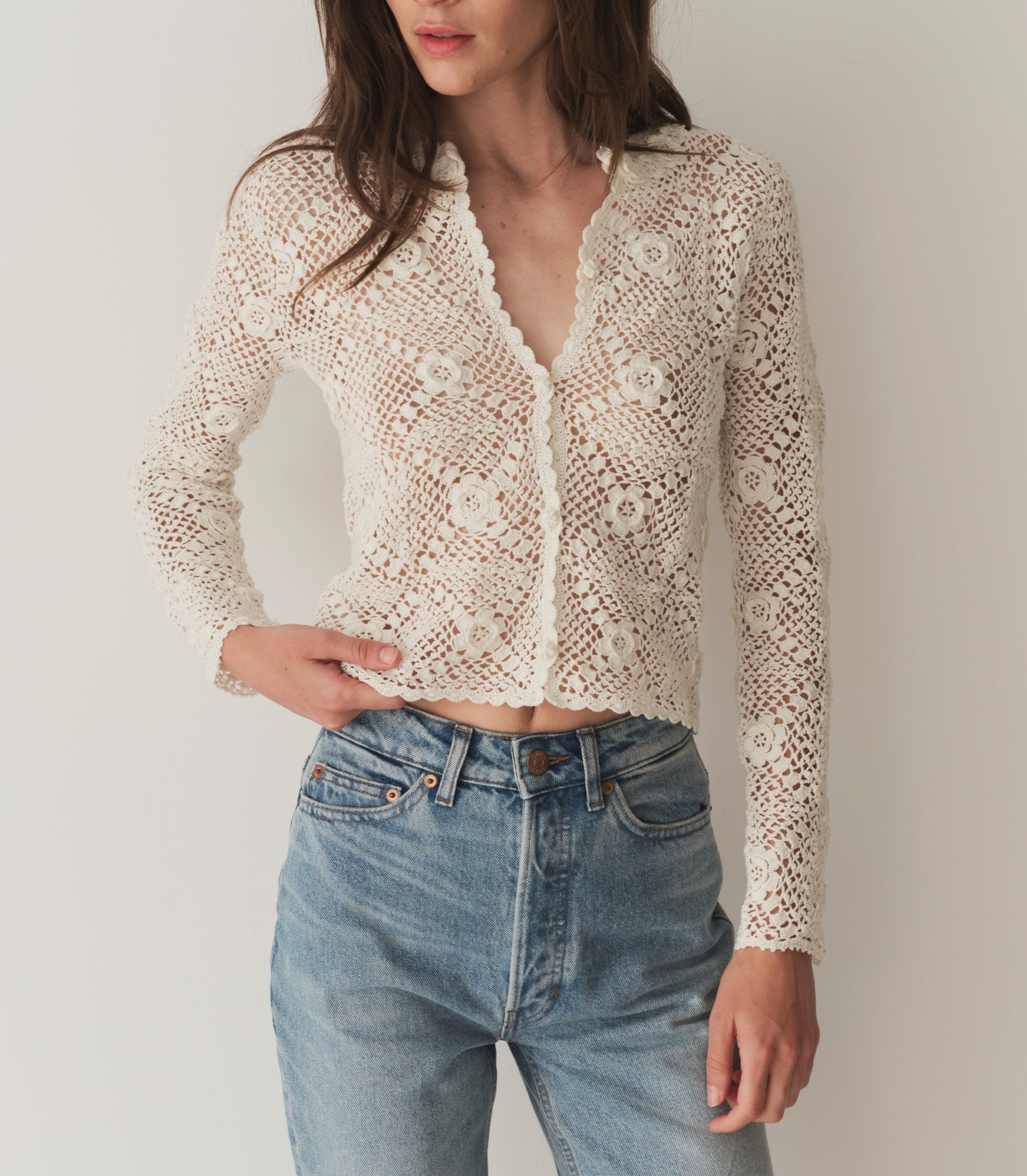 HMD -- OTTOLINE CARDIGAN -- PEARL view 3
