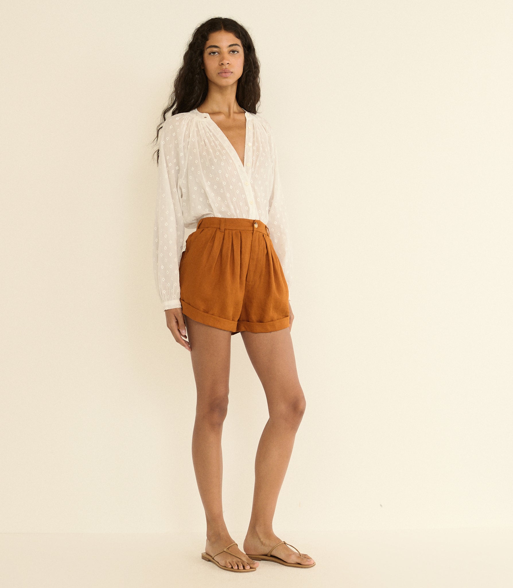 PAIGE LINEN SHORT -- SEDONA CLAY view 2
