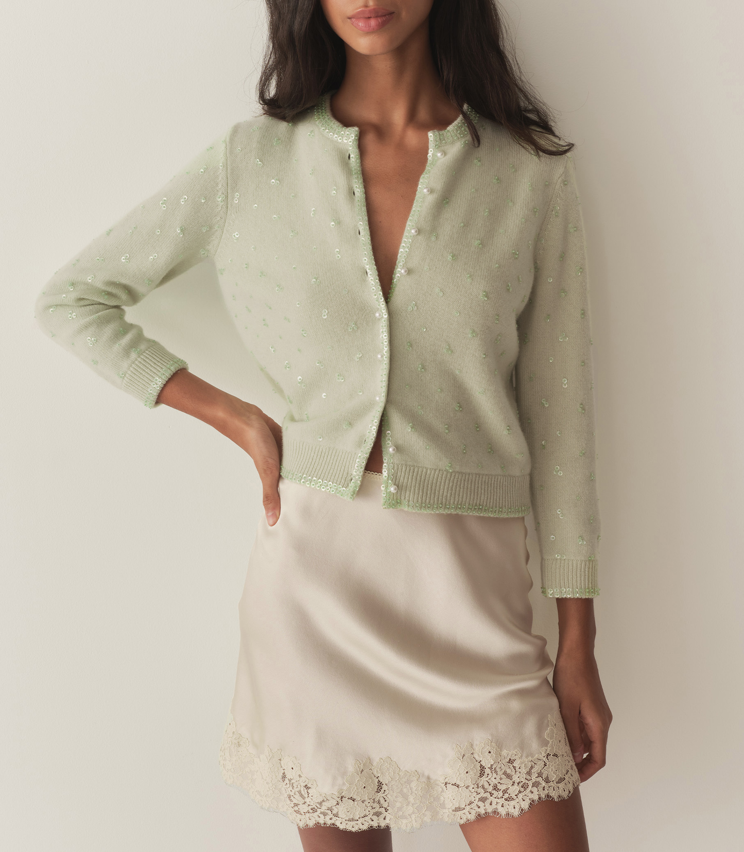 HMD -- PAILLETTE CARDIGAN -- MINT TEA
