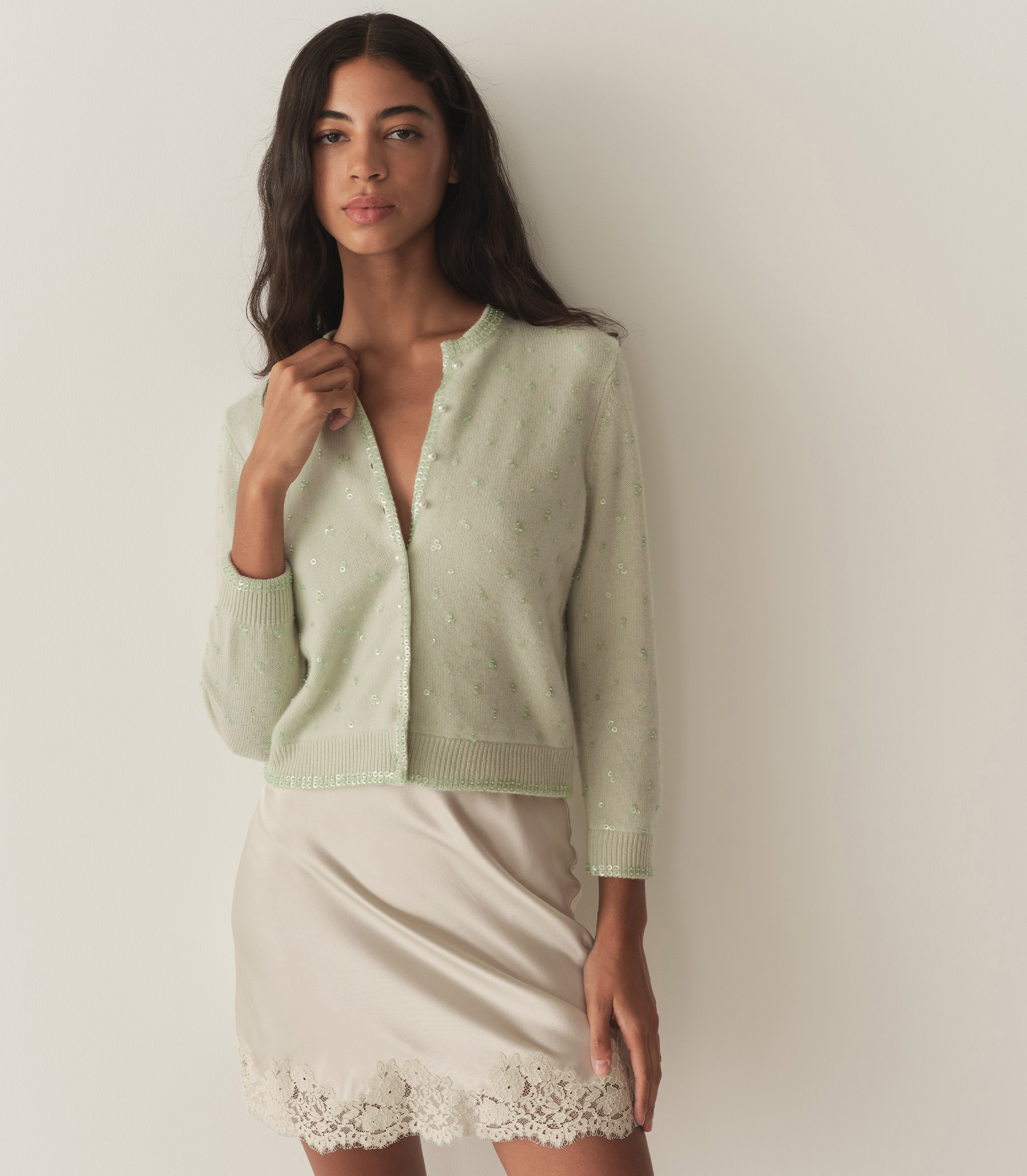 HMD -- PAILLETTE CARDIGAN -- MINT TEA view 3
