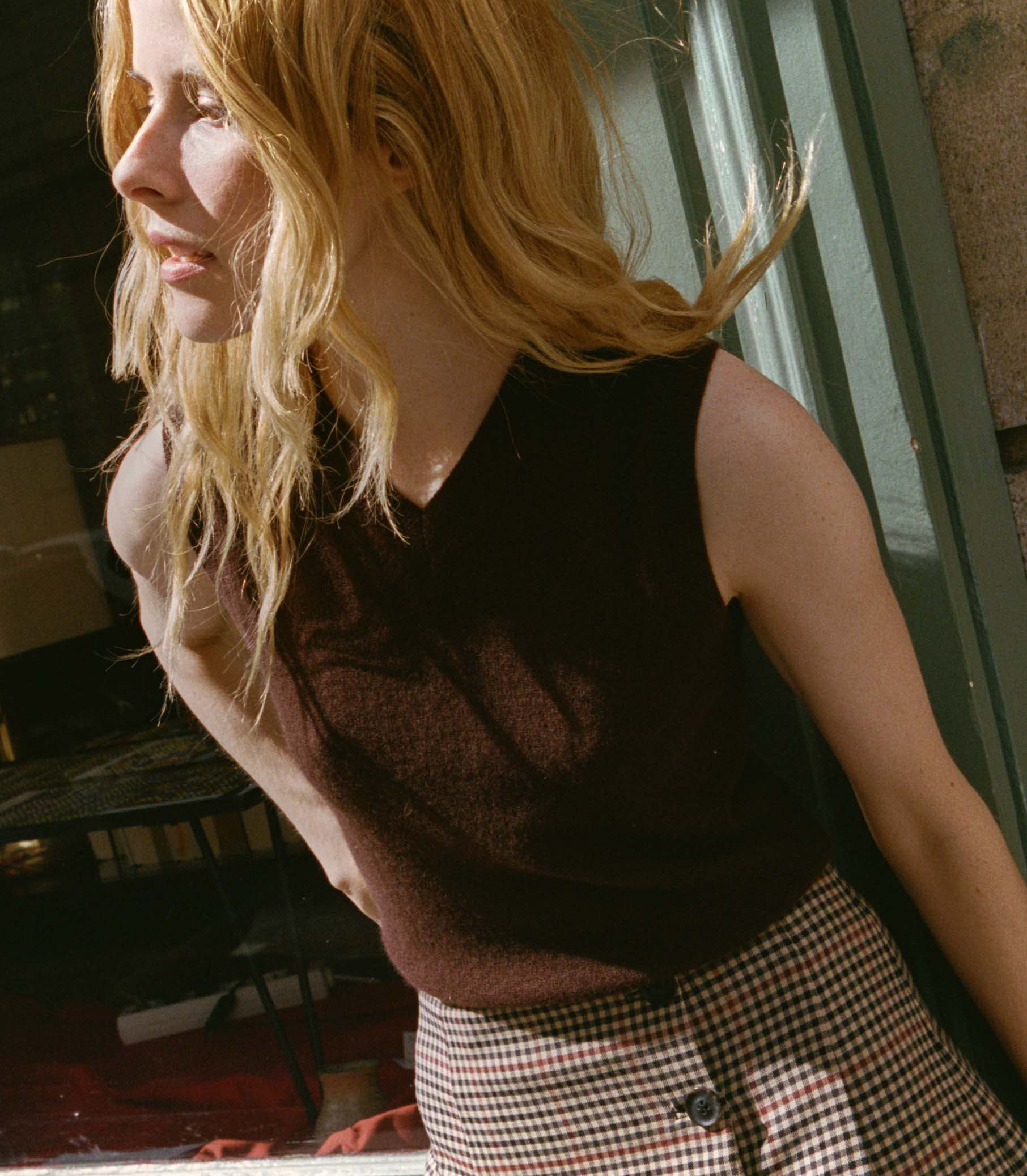 DAMIA CASHMERE VEST -- DARK UMBER view 1