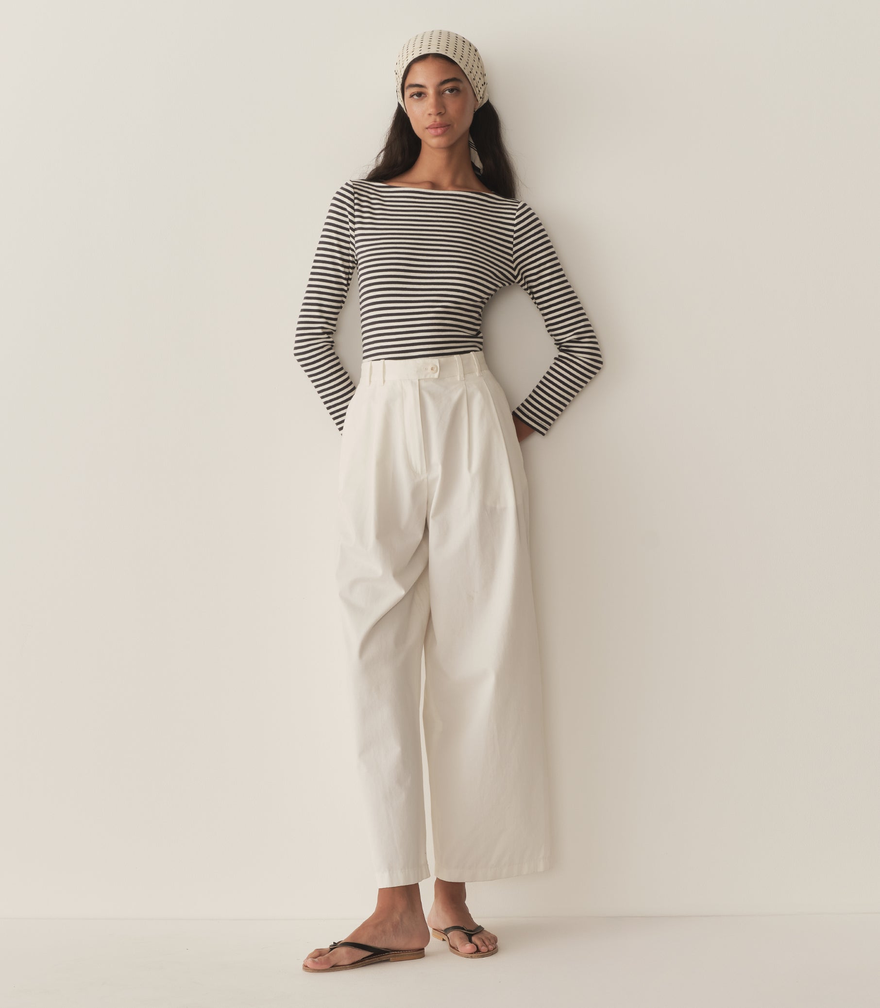 PAULETTE TEE -- NAVY NANTUCKET STRIPE view 2