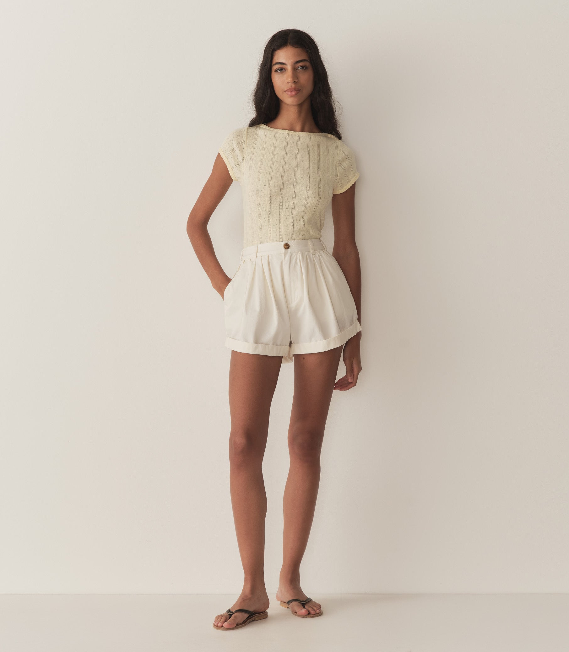 HMD -- PAULINE TEE -- CREME CITRON QUELLE JOLIE POINTELLE view 3
