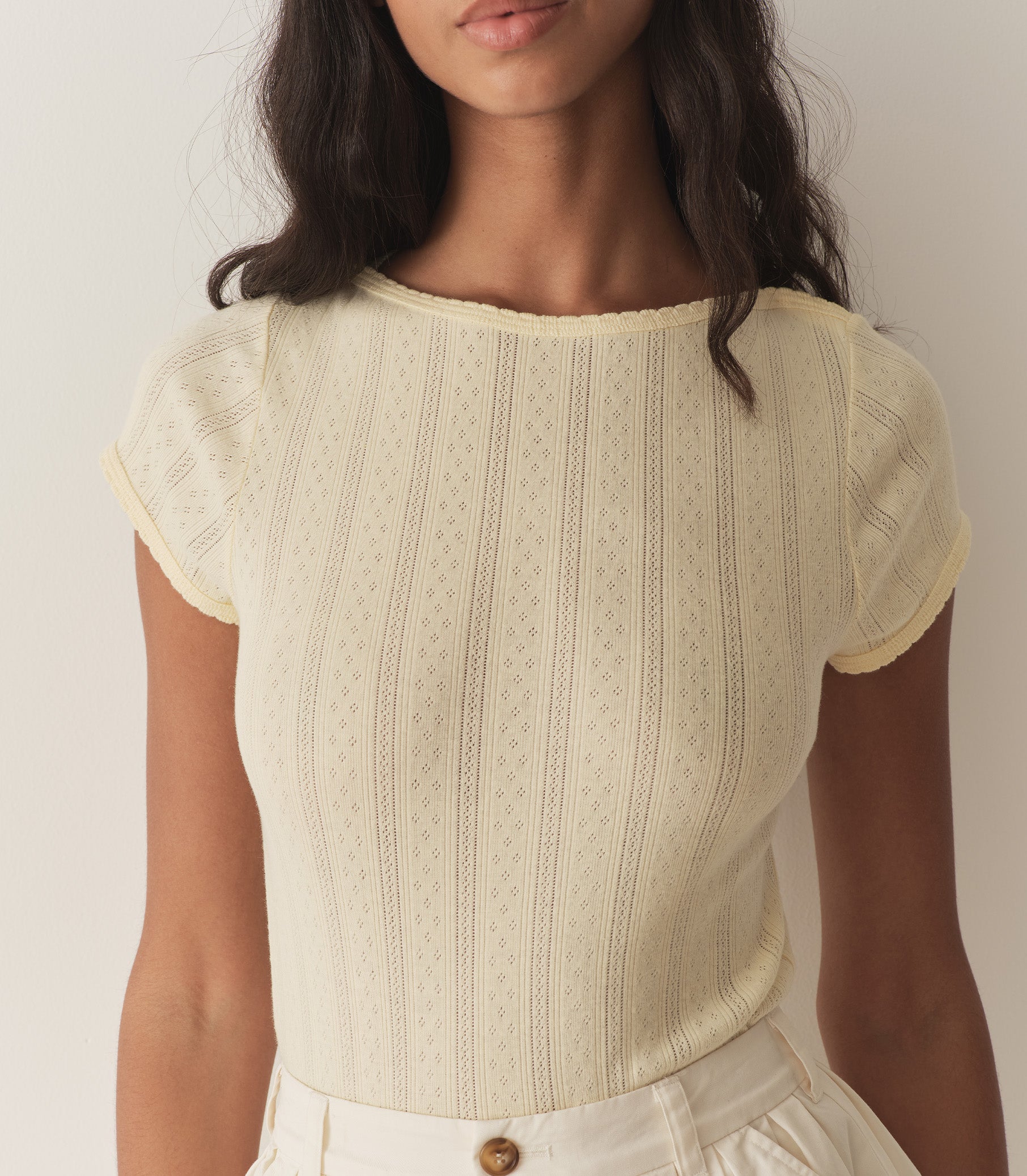 HMD -- PAULINE TEE -- CREME CITRON QUELLE JOLIE POINTELLE view 2
