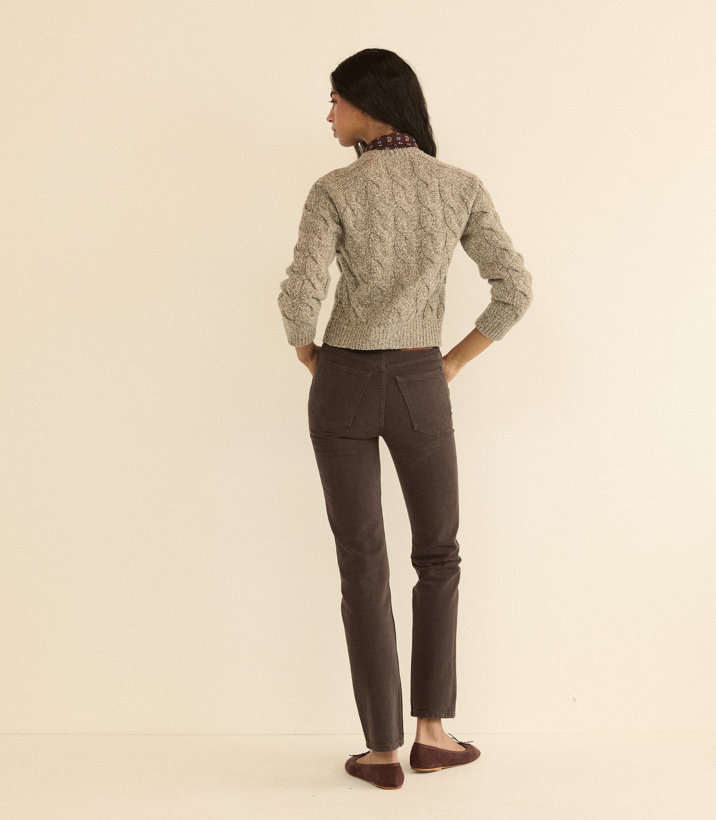 PENROSE CABLE CARDIGAN -- GRAY MARL
