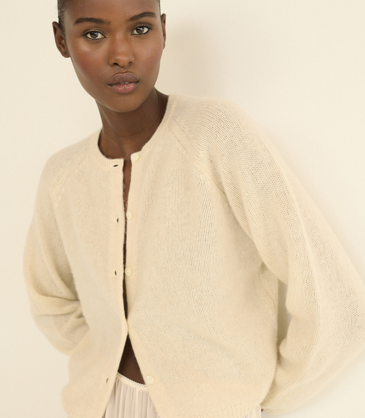 PEROLINE CASHMERE CARDIGAN -- DOGWOOD