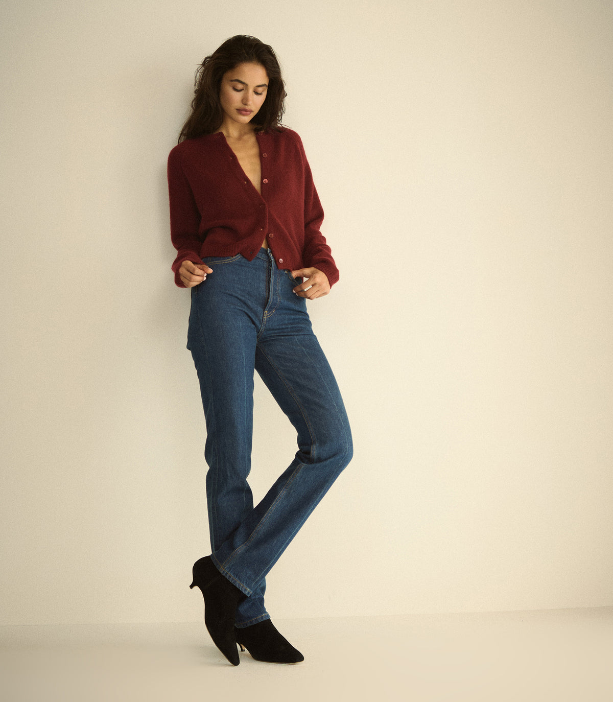 PEROLINE CASHMERE CARDIGAN -- LOIRE ROUGE view 2
