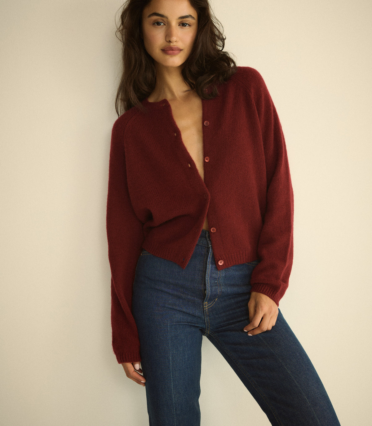 PEROLINE CASHMERE CARDIGAN -- LOIRE ROUGE view 3
