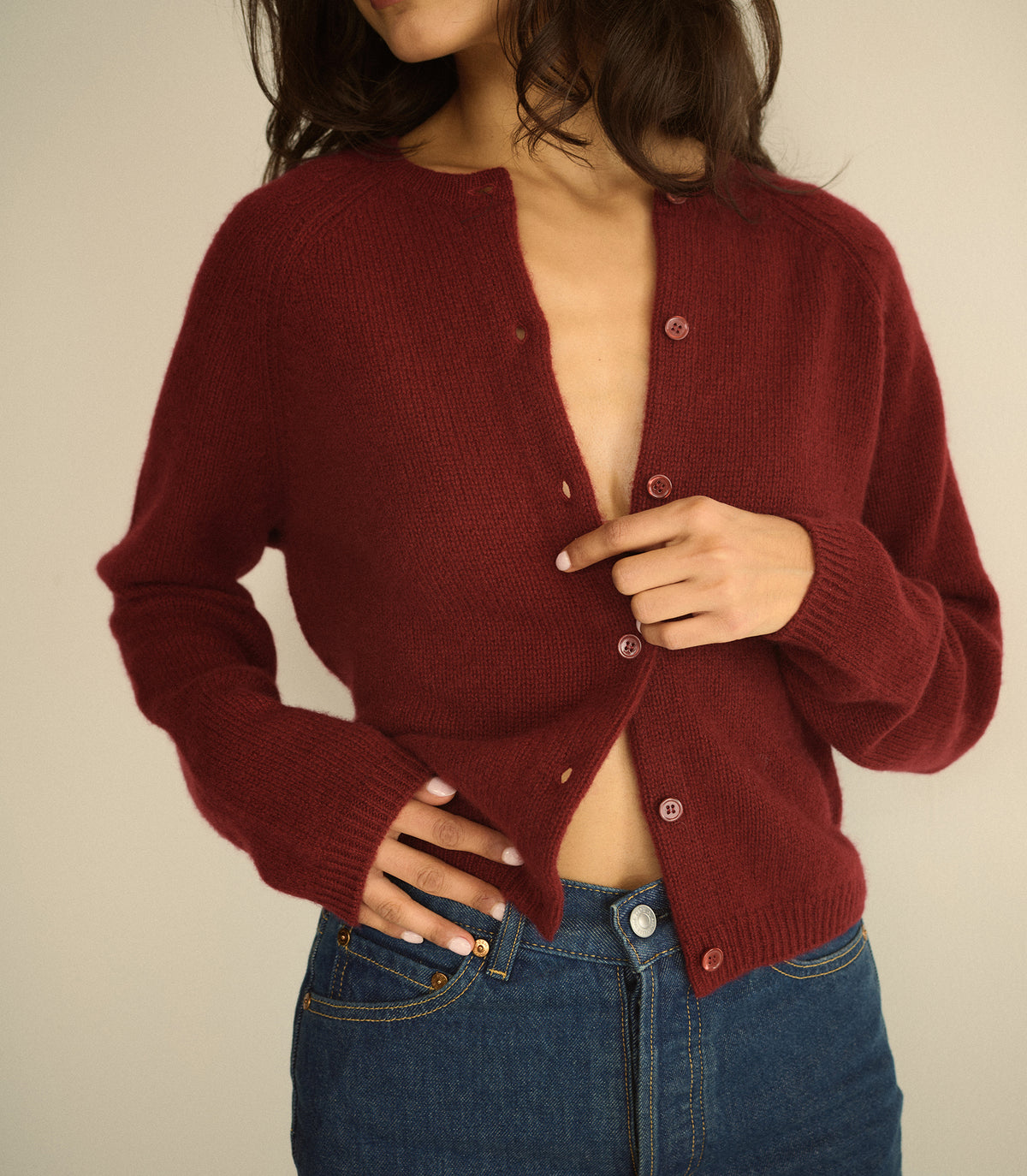 PEROLINE CASHMERE CARDIGAN -- LOIRE ROUGE view 4
