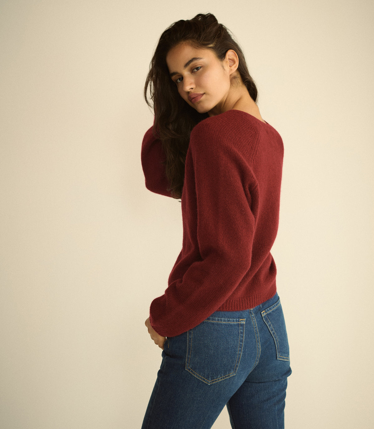 PEROLINE CASHMERE CARDIGAN -- LOIRE ROUGE