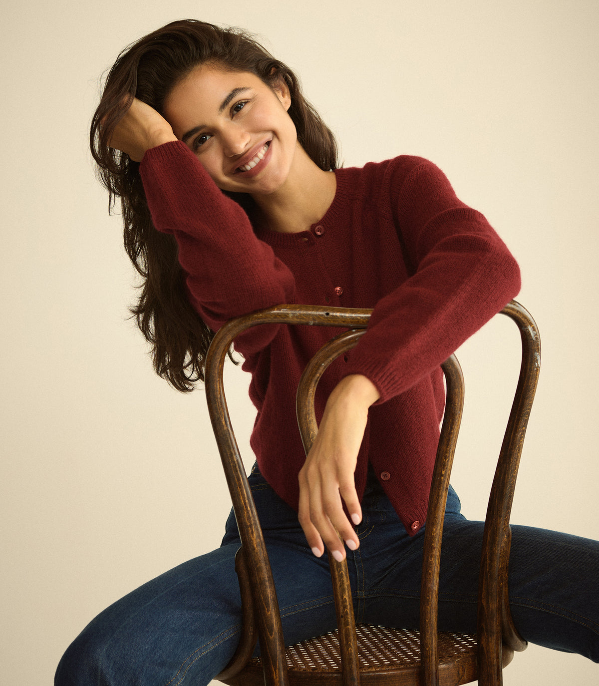 PEROLINE CASHMERE CARDIGAN -- LOIRE ROUGE view 7
