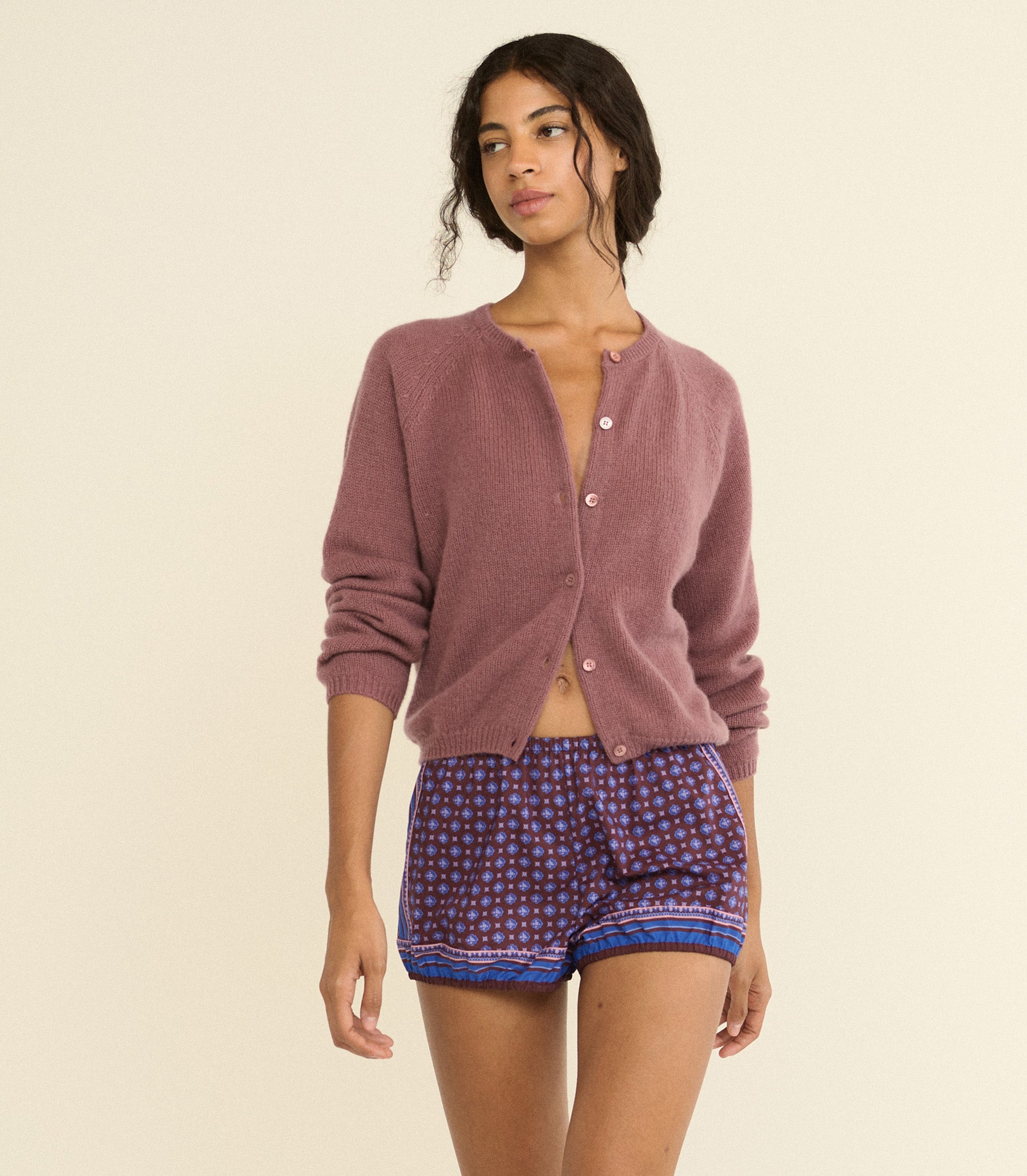 PEROLINE CASHMERE CARDIGAN -- ROSE MAUVE view 13
