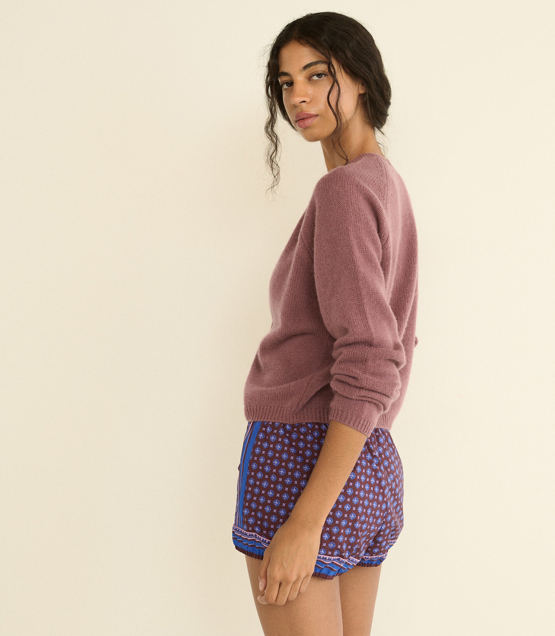 PEROLINE CASHMERE CARDIGAN -- ROSE MAUVE view 10
