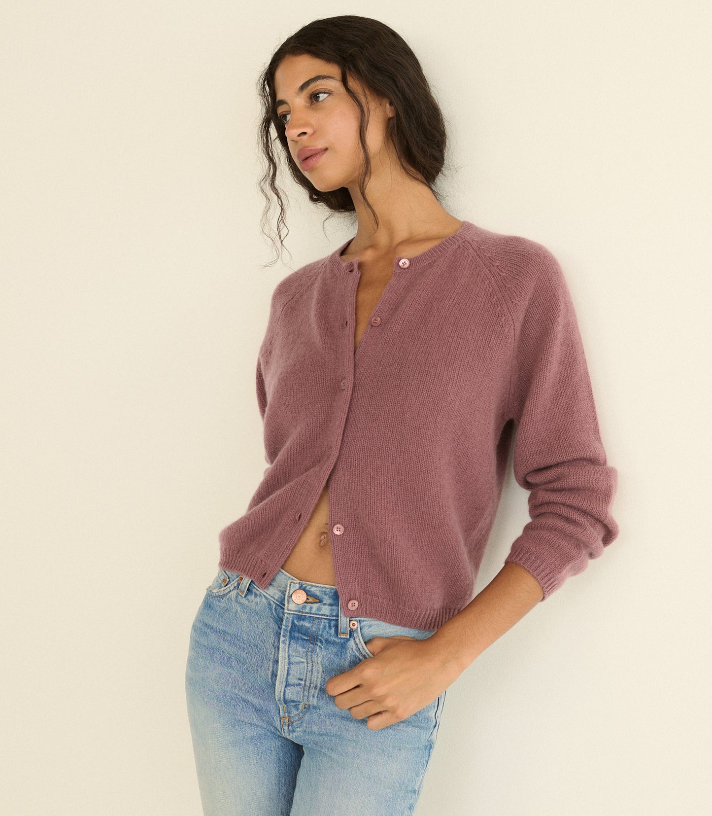 PEROLINE CASHMERE CARDIGAN -- ROSE MAUVE