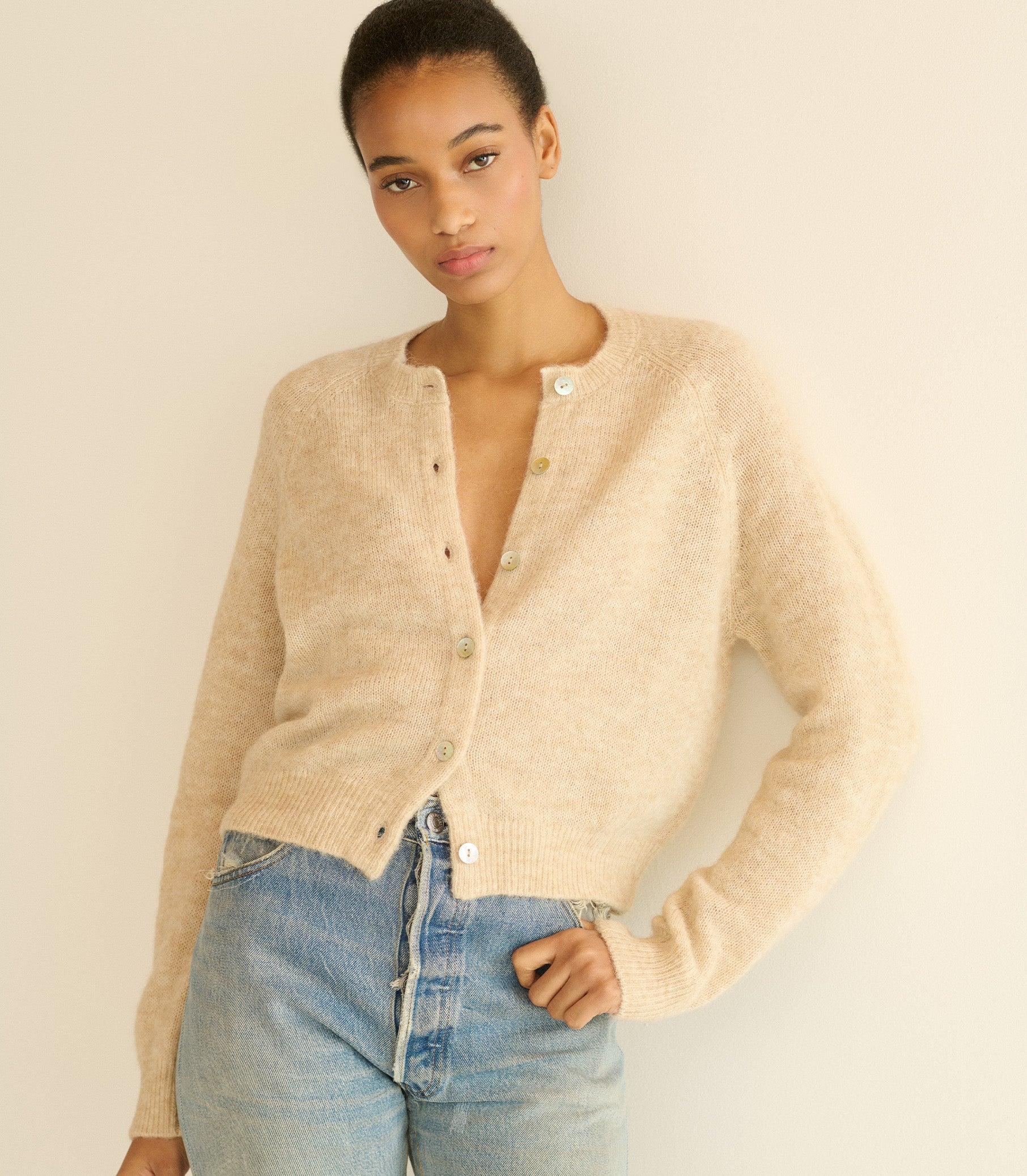 Petra Cardigan - Hazelnut Creme | DÔEN