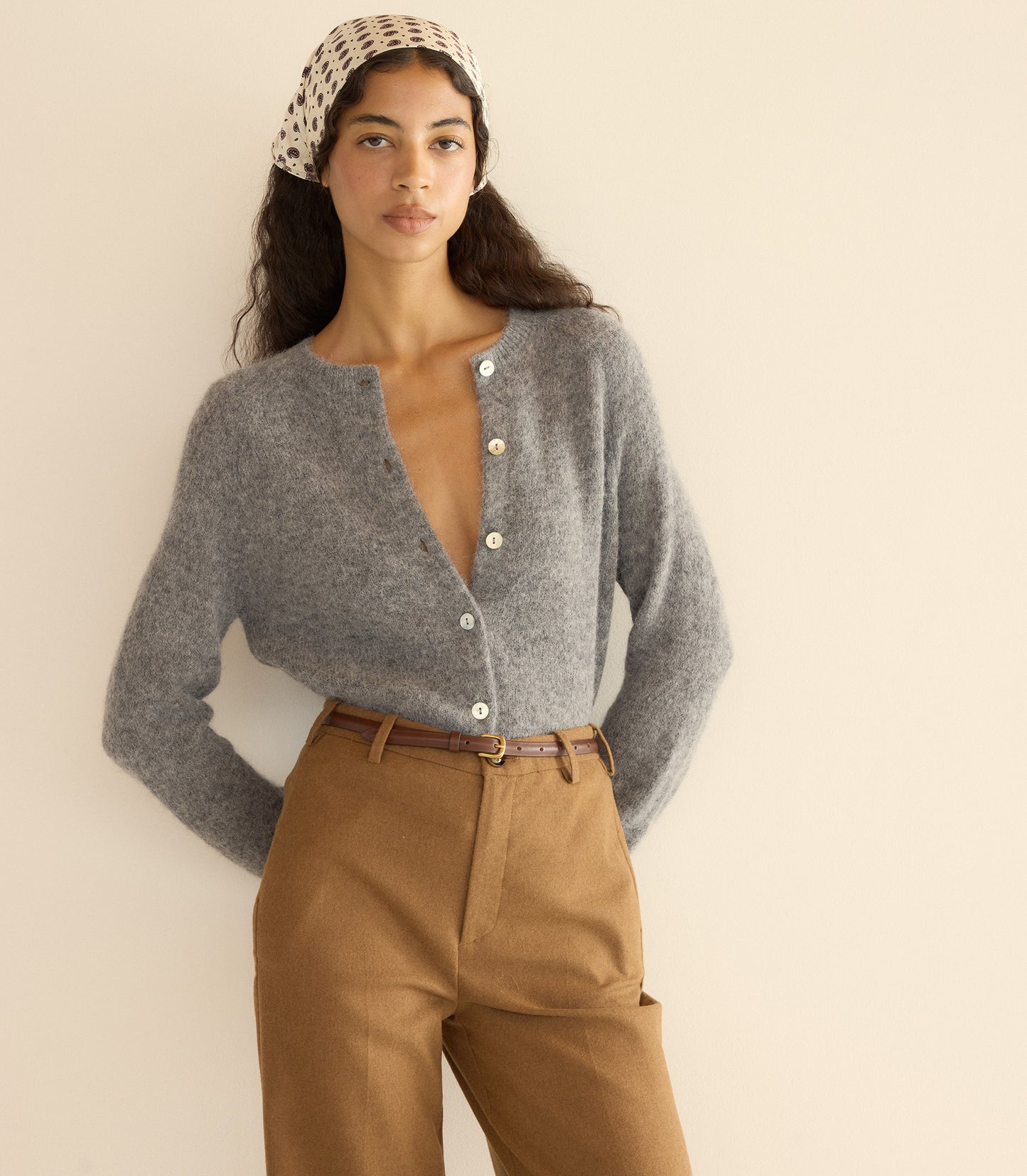 PETRA CARDIGAN -- DARK HEATHER GREY