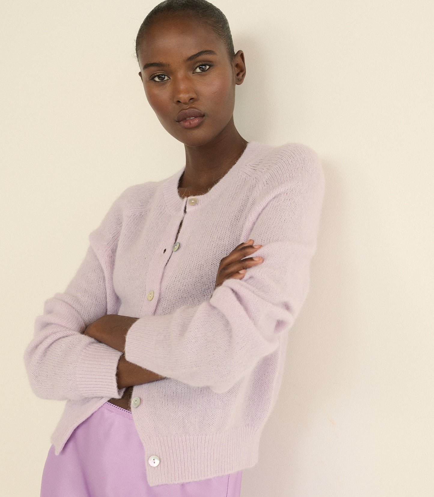 PETRA CARDIGAN -- VIOLET THISTLE