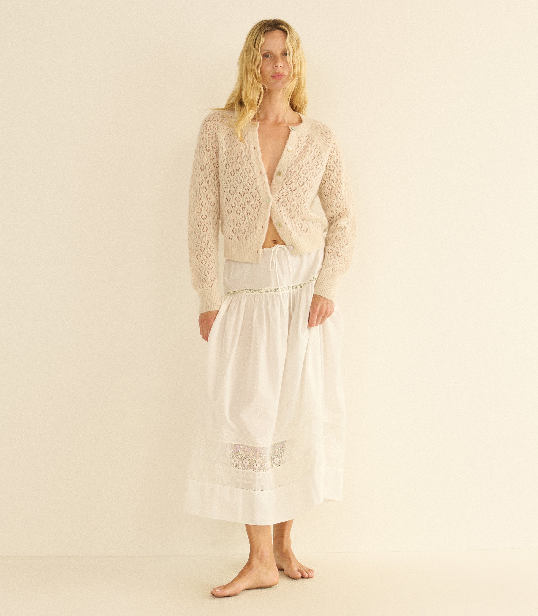 PETRA POINTELLE CARDIGAN -- HEATHER DOGWOOD view 2
