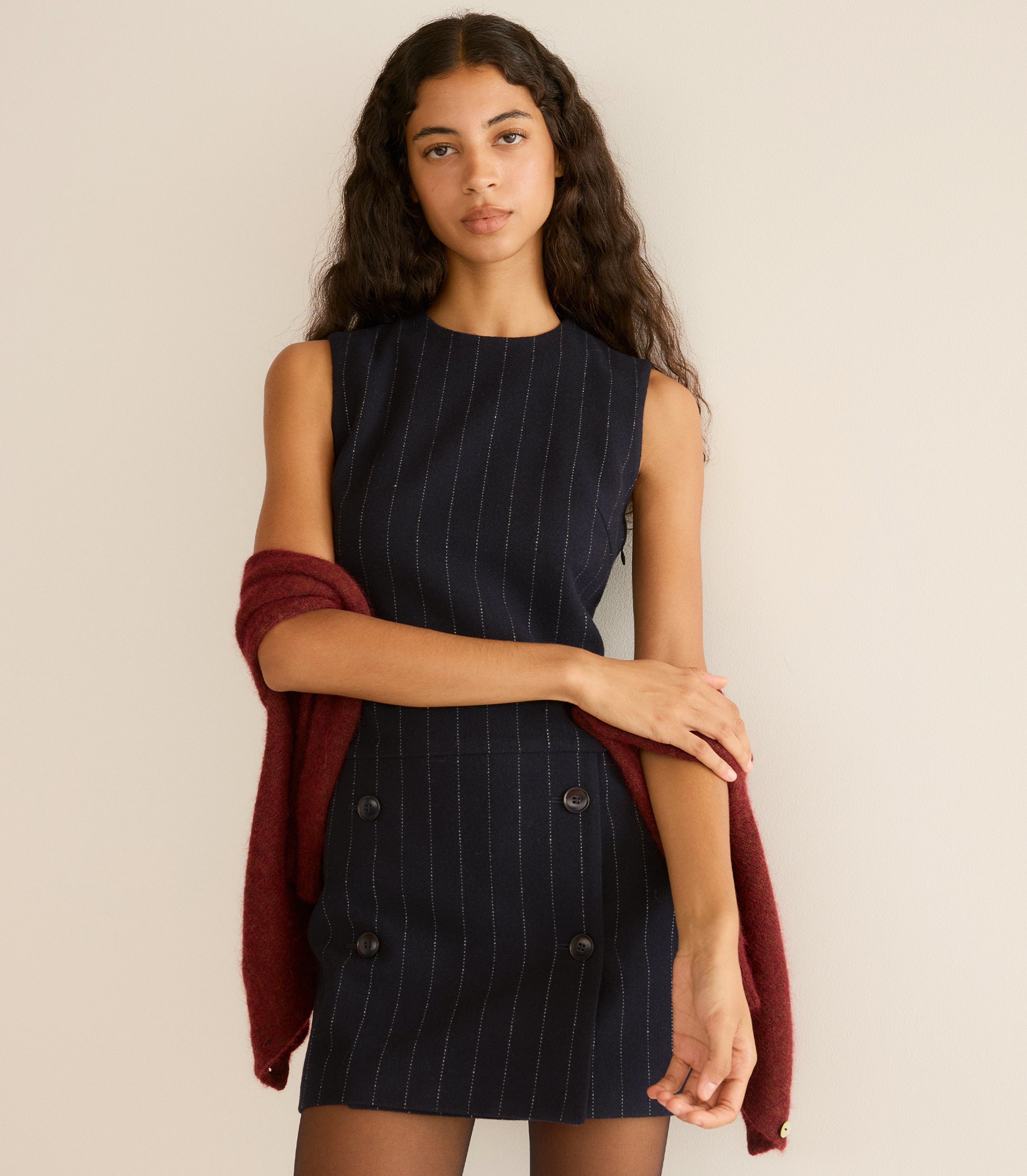 POLLY DRESS -- MARIANNE PINSTRIPE