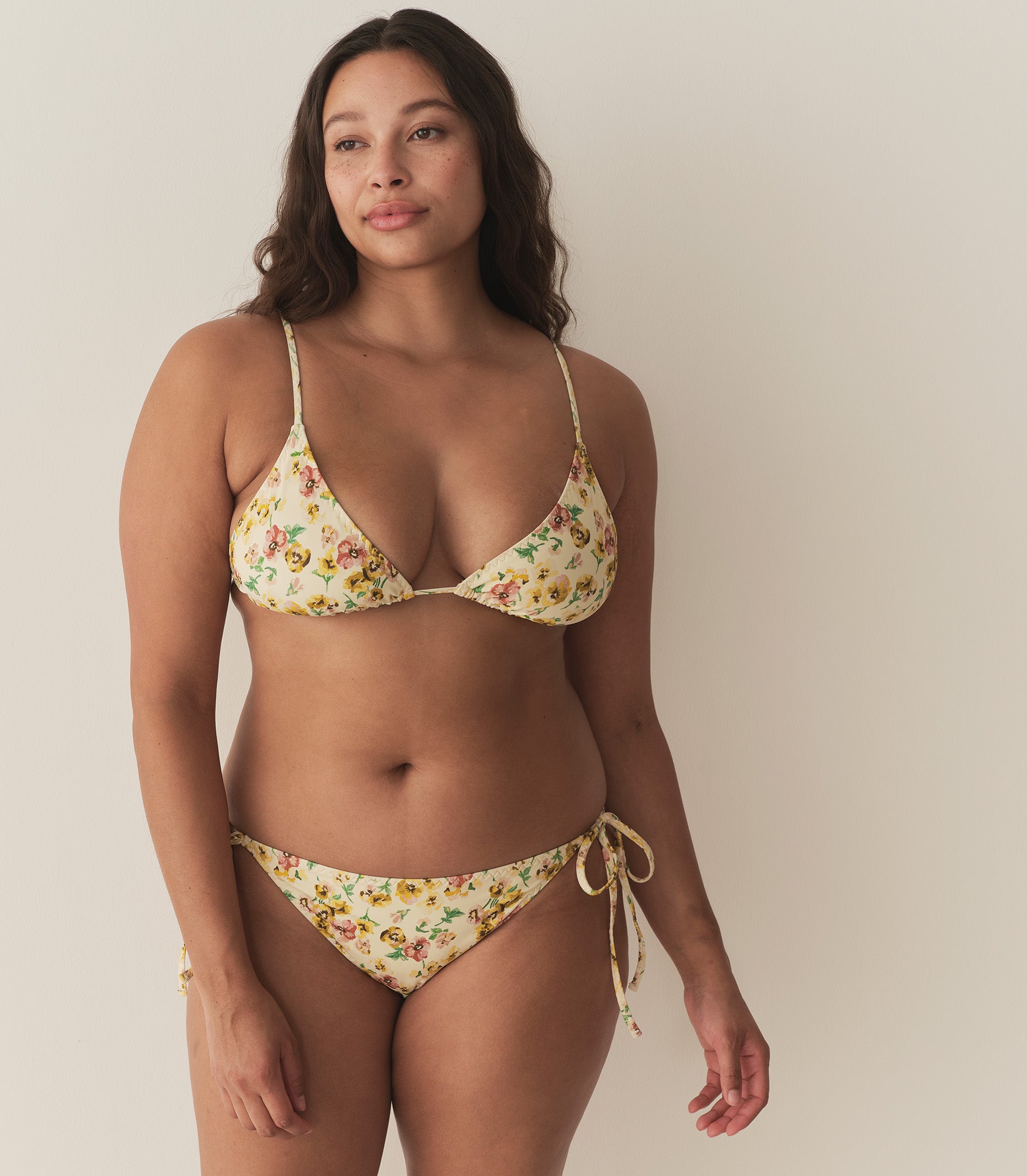 POSITANO BIKINI BOTTOM -- CITRON PANSY FLORAL view 7