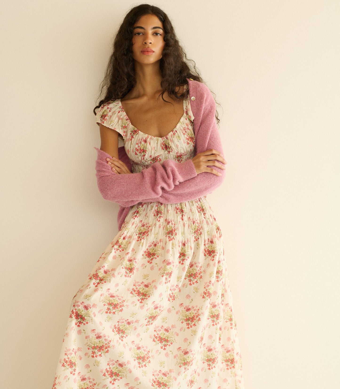 HMD -- QUINETTE DRESS -- IVORY LANTANA FLORAL