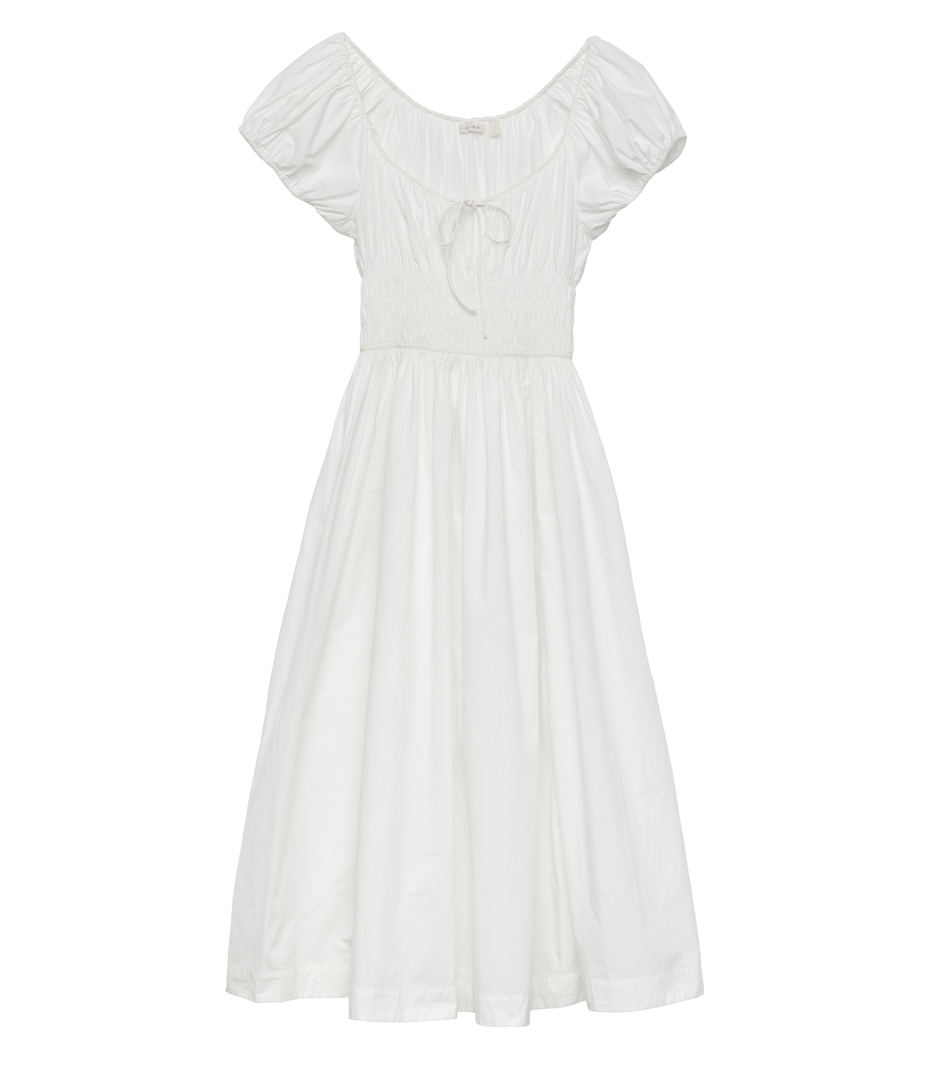Den Women's Quinn Cotton Shirred Midi-Dress - Salt - Size Xs Den Women's Quinn Cotton Shirred Midi-Dress - Salt - Size Xs