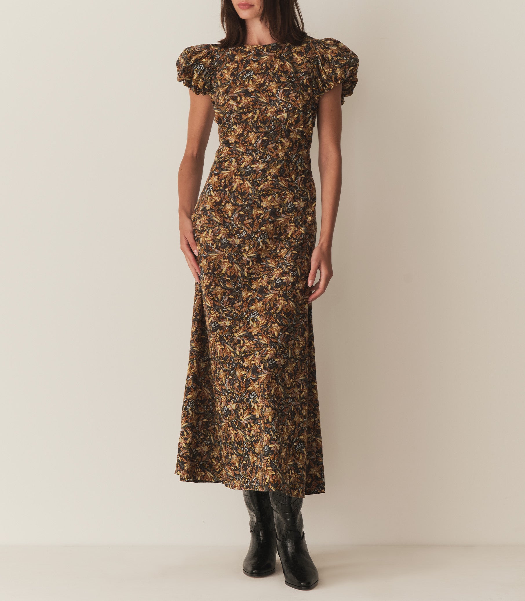 RHODIA DRESS -- NOIR NARCISSUS FLORAL view 5