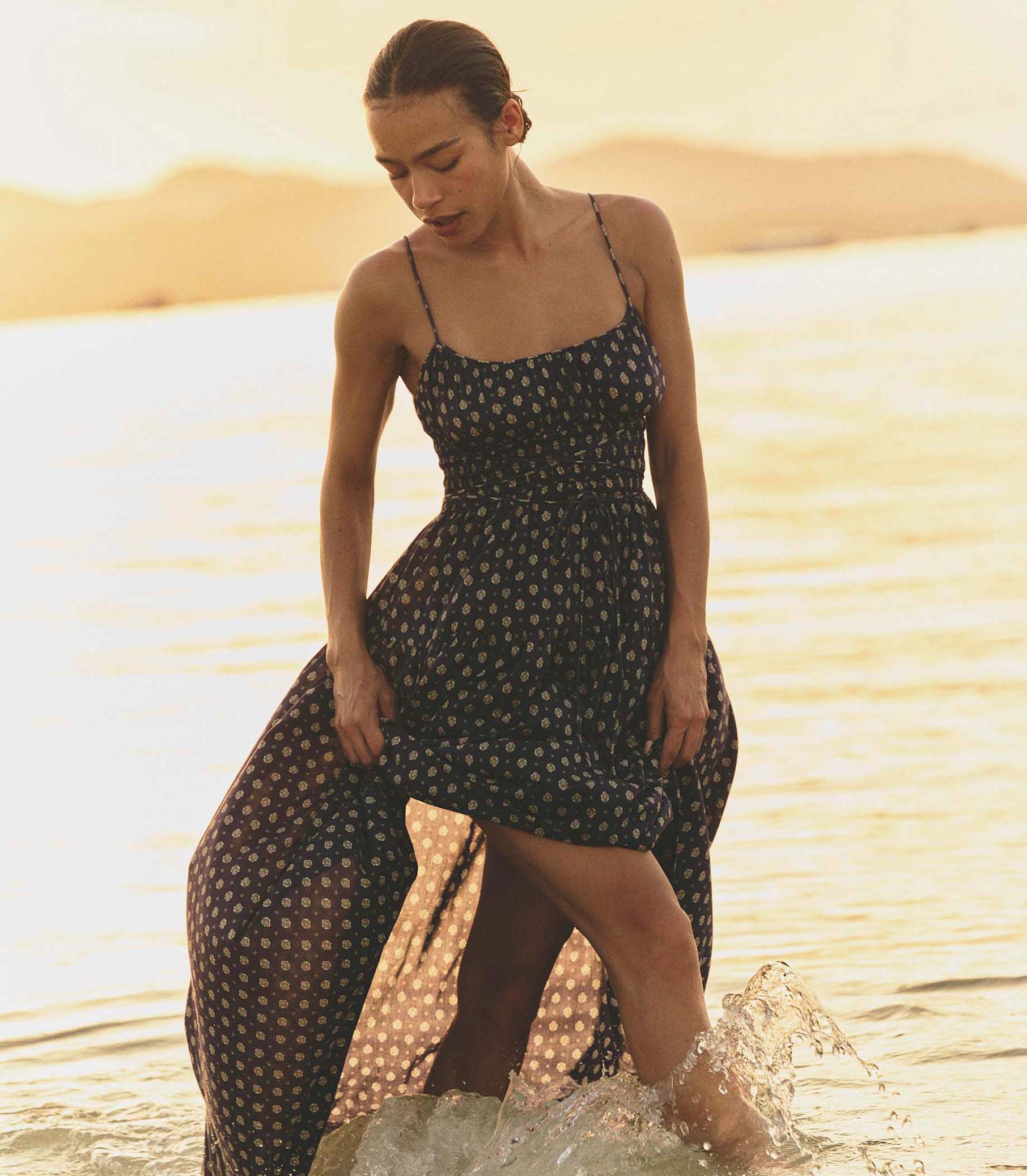 SAFIA DRESS -- NAVY CADIZ FOULARD view 3
