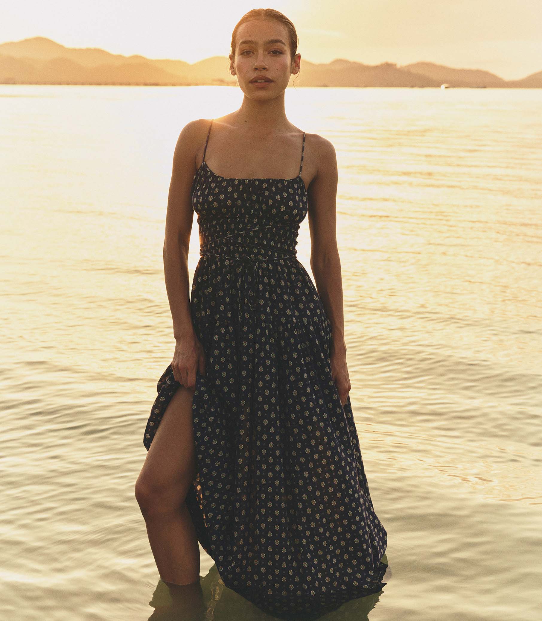 SAFIA DRESS -- NAVY CADIZ FOULARD view 2
