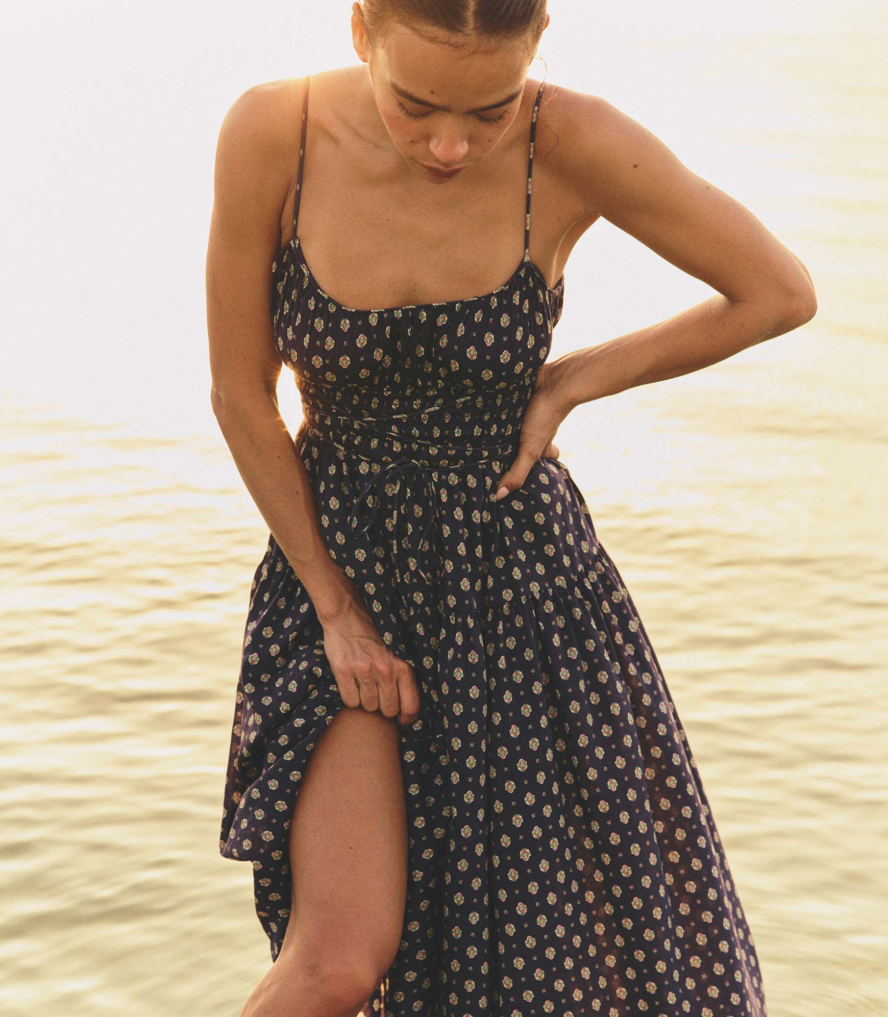 SAFIA DRESS -- NAVY CADIZ FOULARD view 5
