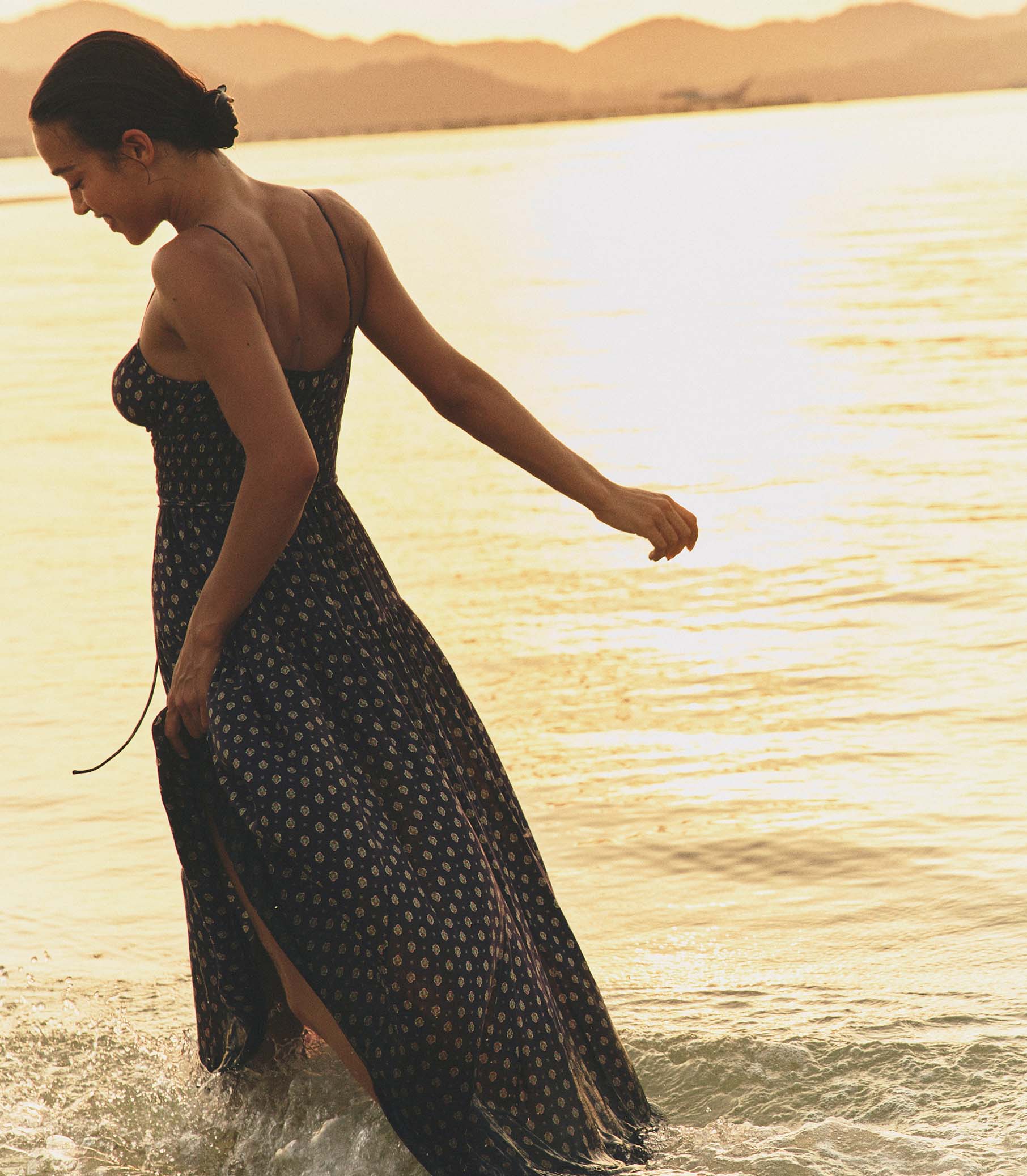 SAFIA DRESS -- NAVY CADIZ FOULARD view 6
