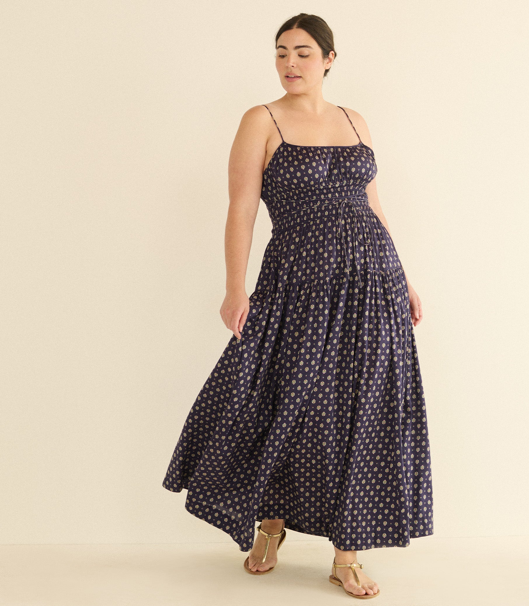 Safia Dress - Navy Cadiz Foulard | DEN Navy Cadiz Foulard / L Safia Dress - Navy Cadiz Foulard | DEN Navy Cadiz Foulard / L
