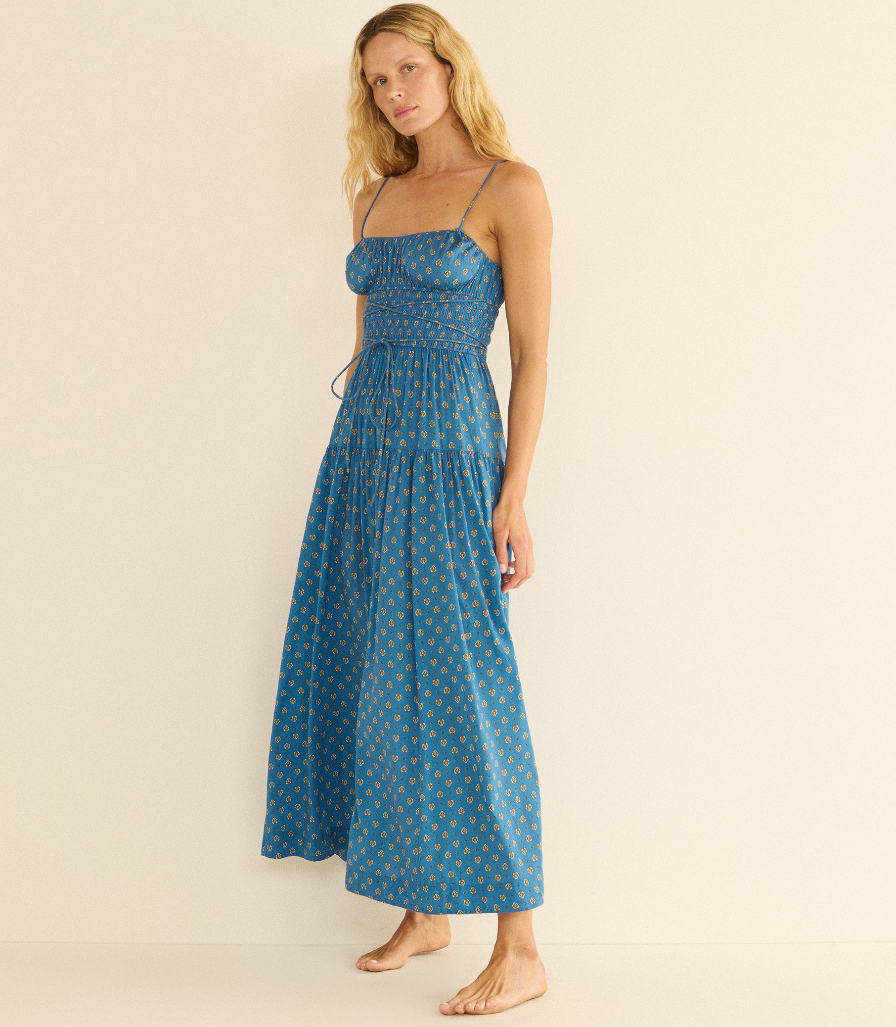SAFIA DRESS -- SANTORINI BLUE CADIZ FOULARD view 2
